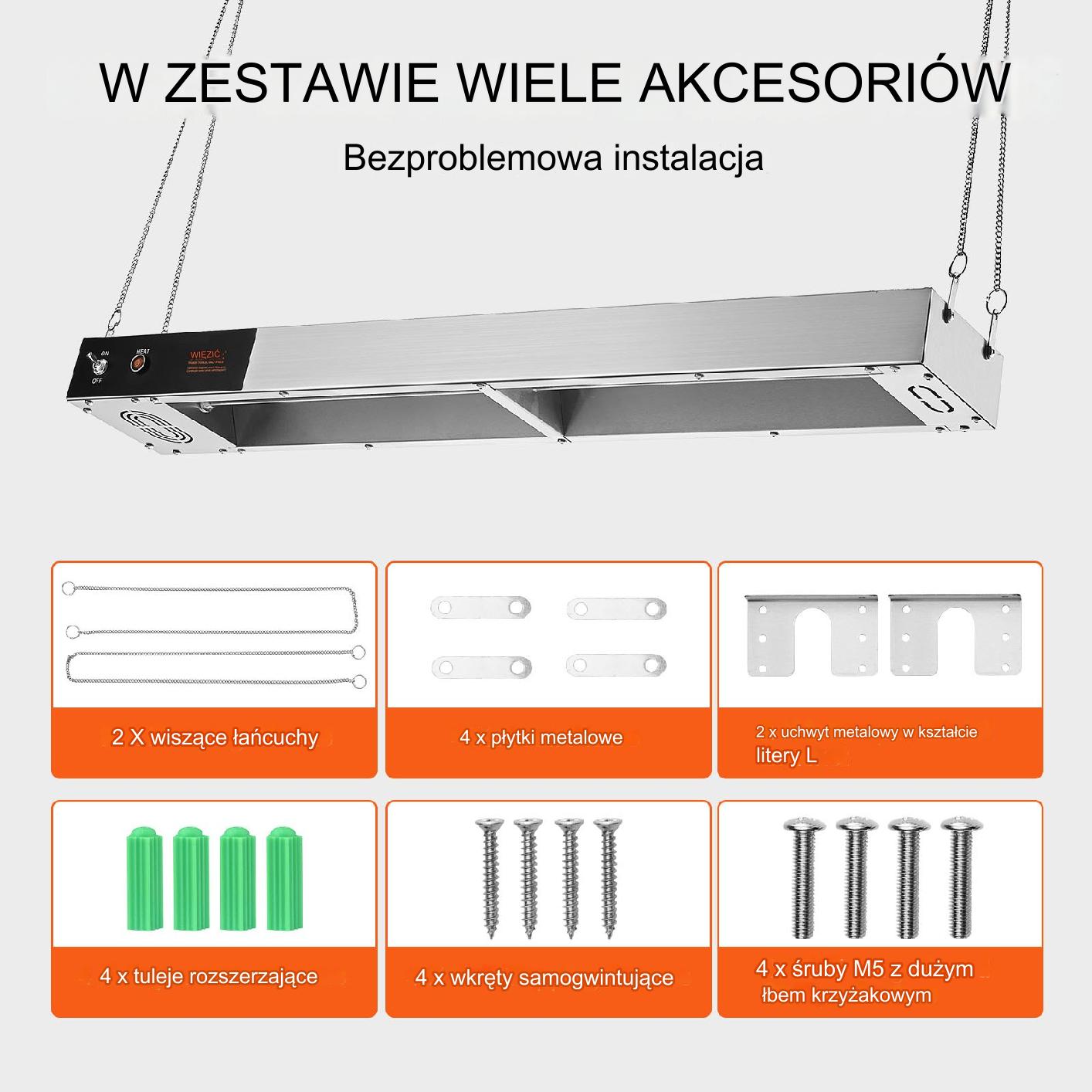 Lampa do podgrzewania żywności gastronomiczna 850W 91.5cm - obrazek 5