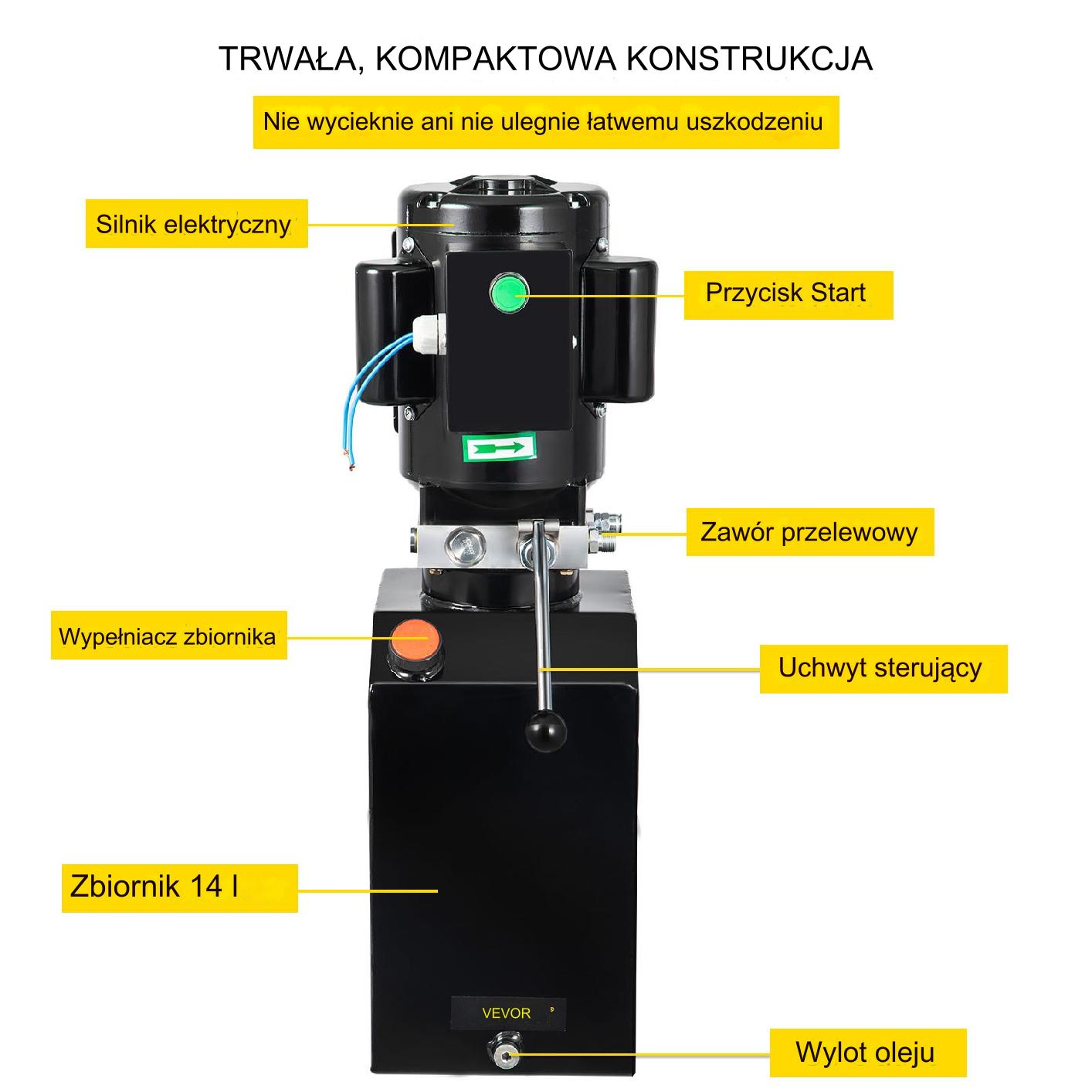 Stacja do podnośników samochodowych hydrauliczna 14L 1HP naprawa warsztat - obrazek 4