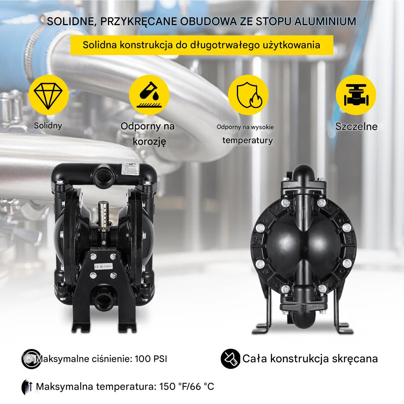 Pompa pneumatyczna dwumembranowa 132 l/min Przemysłowa wytrzymała - obrazek 3