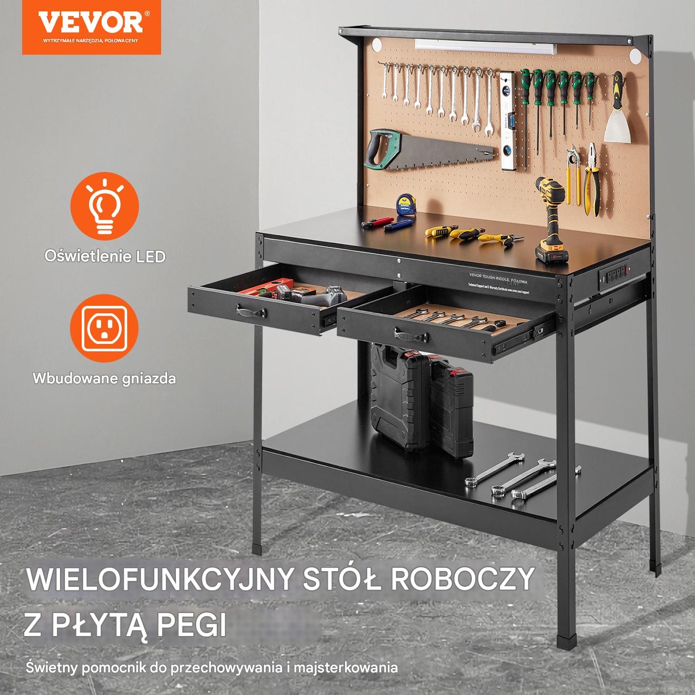 Stół warsztatowy roboczy narzędziowy do garażu haczyki 120 x 60 cm - obrazek 7