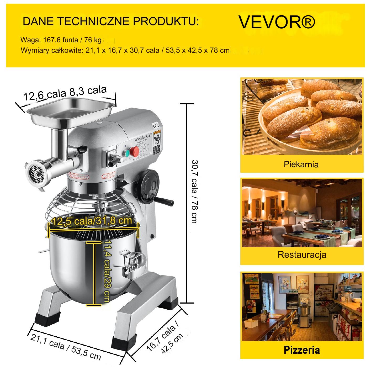 Robot kuchenny przemysłowy gastronomiczny 20 L 1100W - obrazek 2