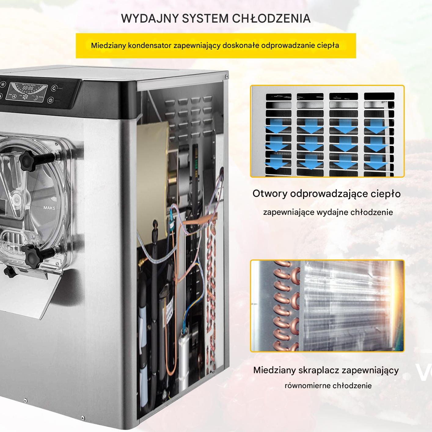 Maszyna do Lodów – Wydajność 16-20L/h Panel LCD Nierdzewna Obudowa - obrazek 6
