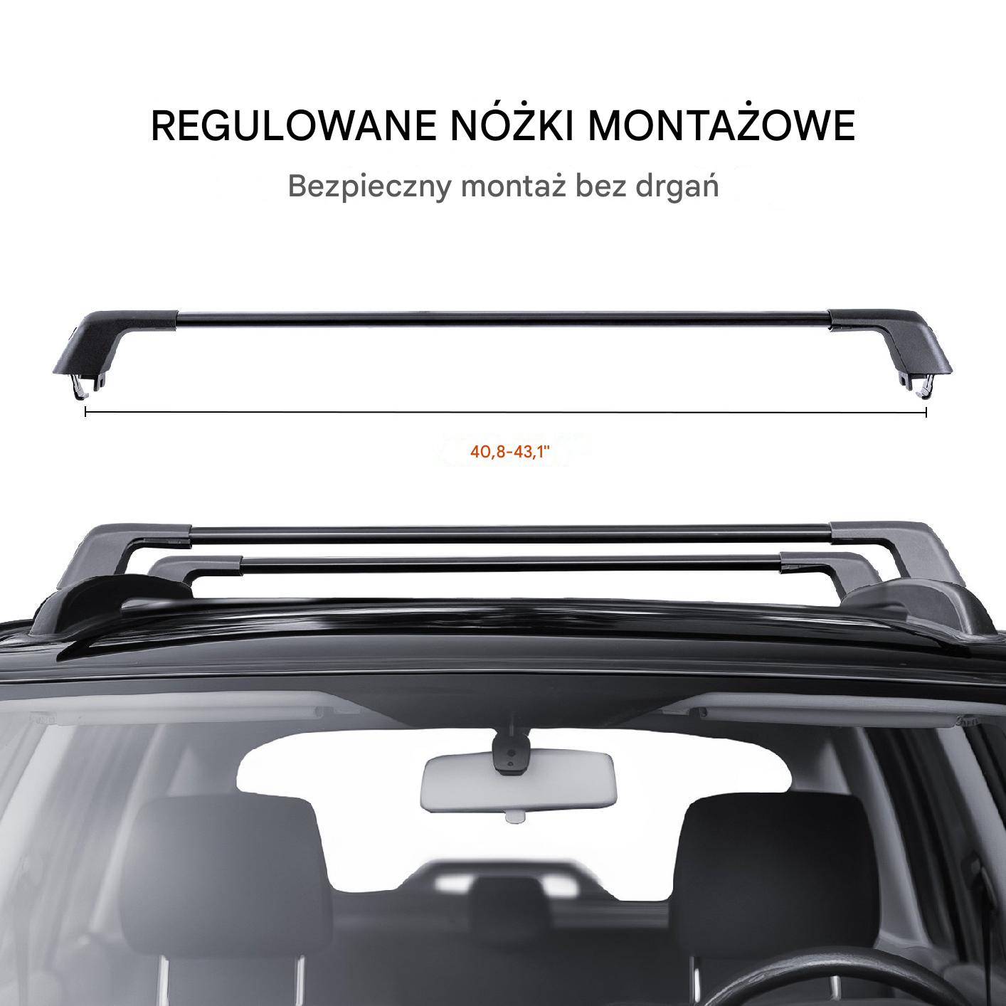 Bagażnik dachowy na relingi belki poprzeczki dachowe uniwersalny 116–122 cm - obrazek 3