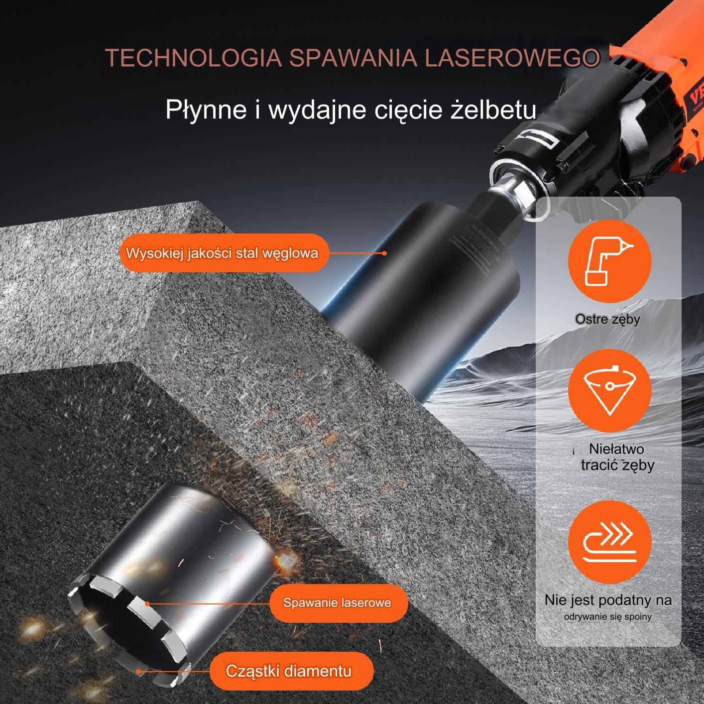Wiertło diamentowe koronowe 108mm do betonu cegły głębokość 35cm - obrazek 2