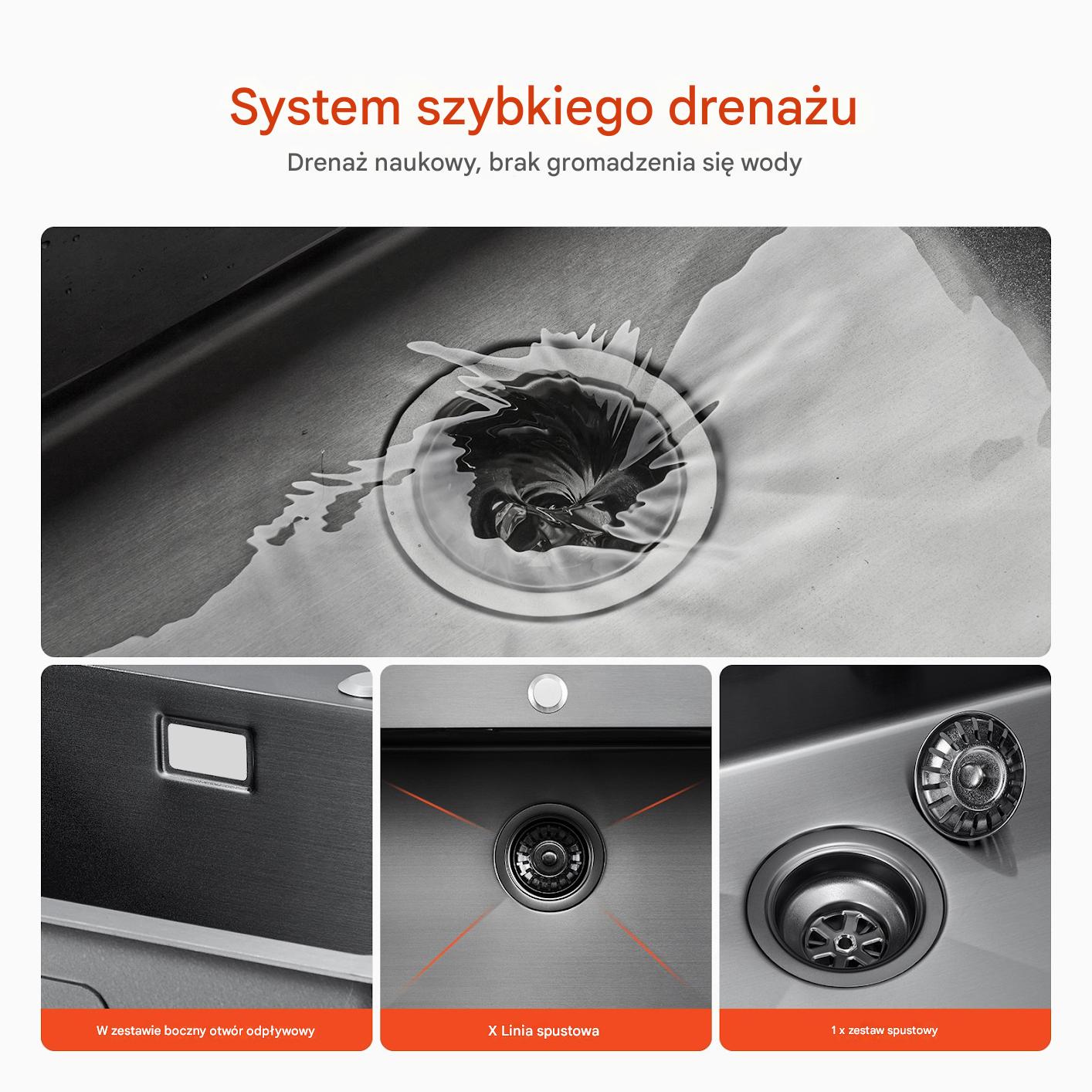 Zlew gastronomiczny basen zlewozmywak gospodarczy 40 x 45 cm czarny - obrazek 6