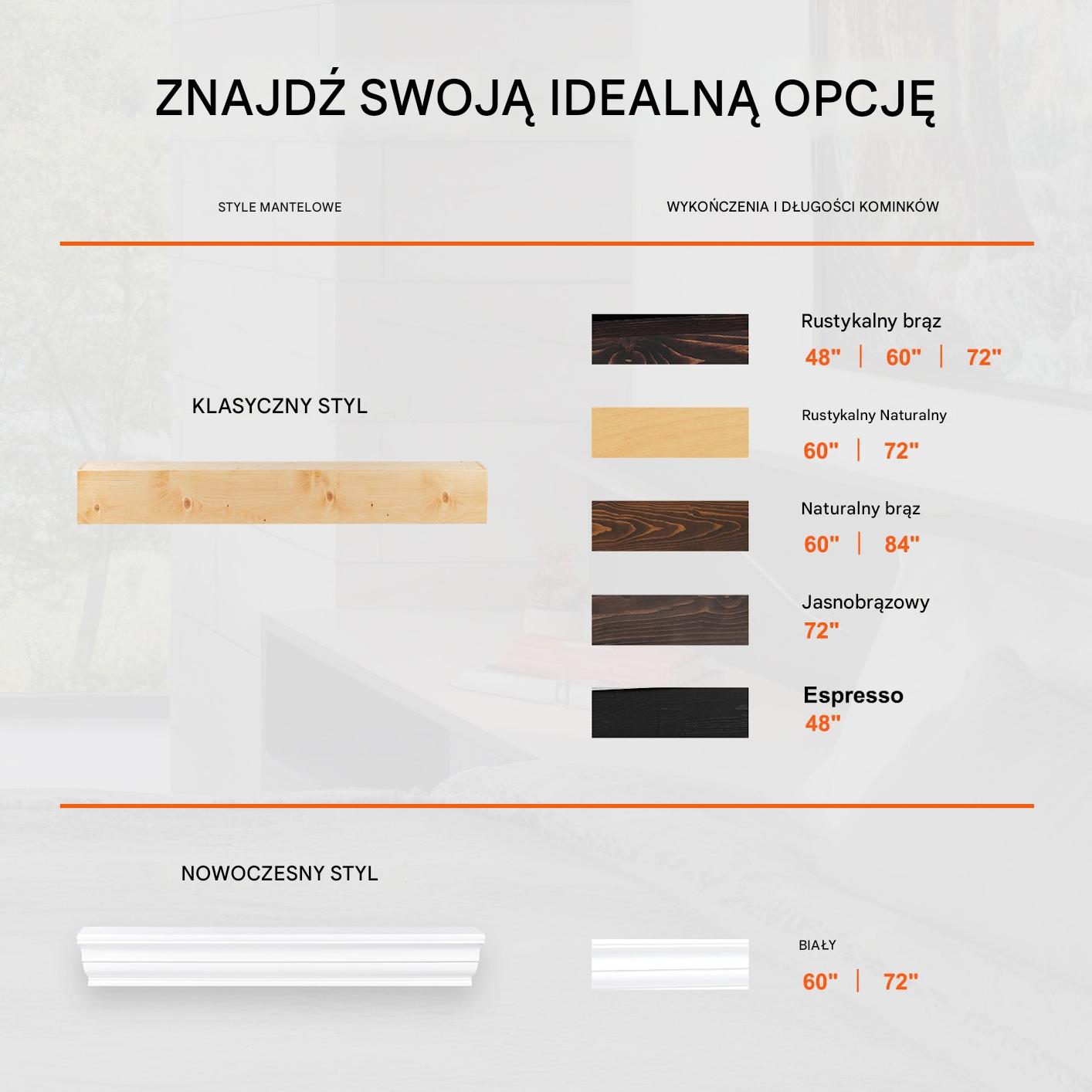 Półka na Kominek 182 cm Drewniana Sosnowa Wisząca do Salonu Rustykalna - obrazek 5
