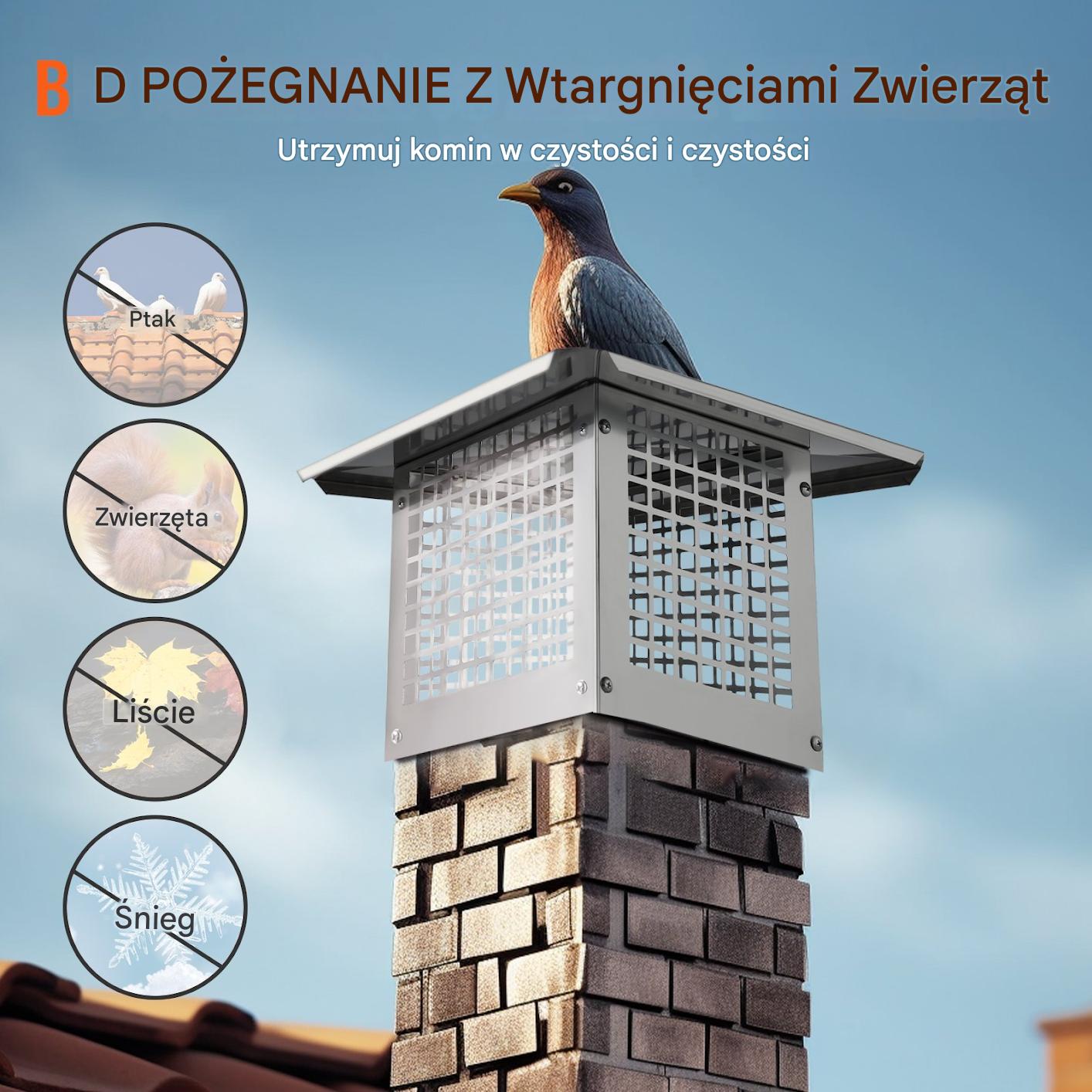 Osłona komina 47x38 cm - stal nierdzewna 304 - łatwy montaż stabilna - obrazek 4