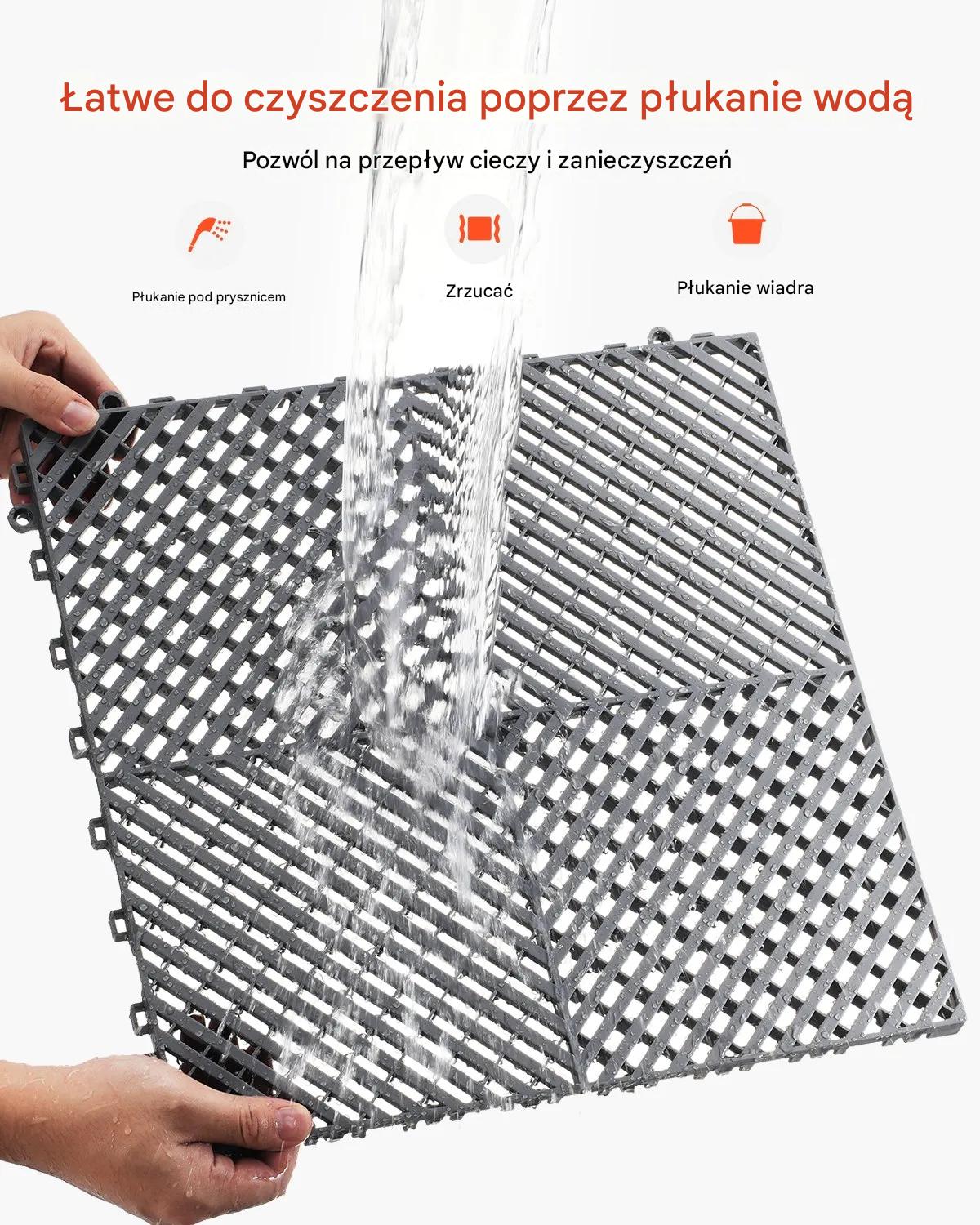 Mata drenażowa modułowa 41x41cm antypoślizgowa PP 24szt garaż ogród szara - obrazek 5