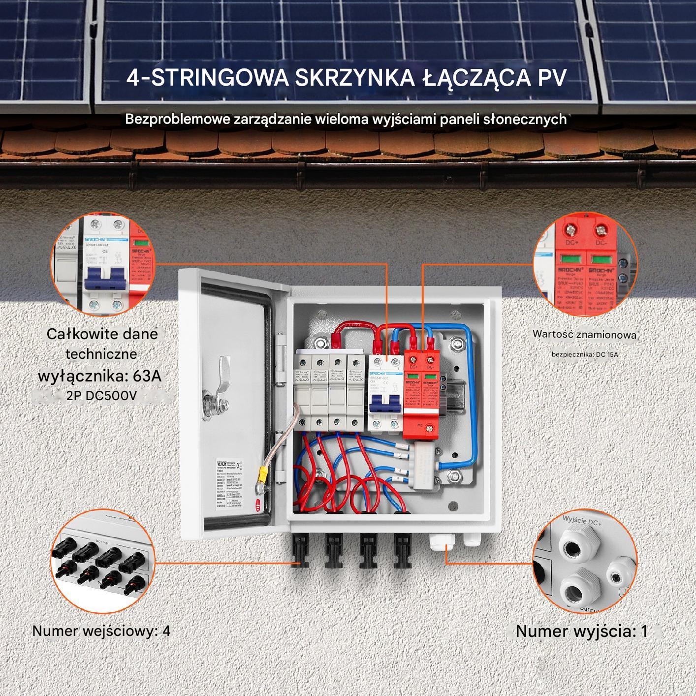 Rozdzielnia metalowa skrzynka fotowoltaika obudowa 15 A 500 V 4 obwody - obrazek 7