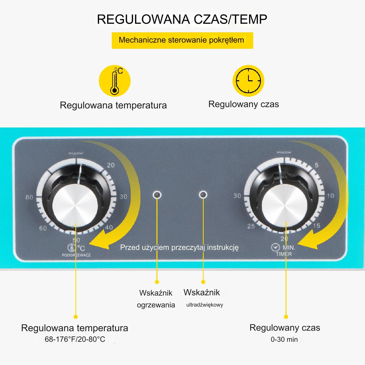 Myjka Ultradźwiękowa do czyszczenia biżuterii narzędzi 22 L 300W - obrazek 4