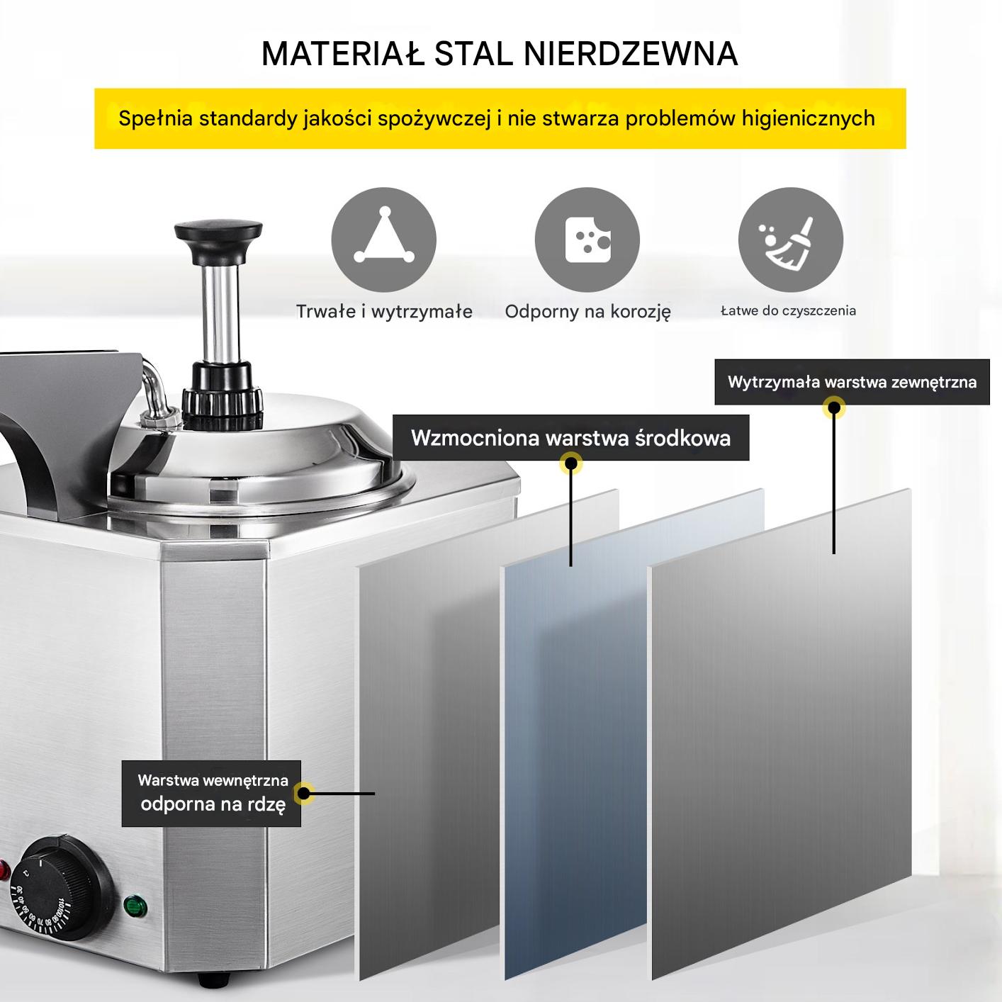 Elektryczny podgrzewacz do czekolady sera z pompką 2,5 L 650W - obrazek 3