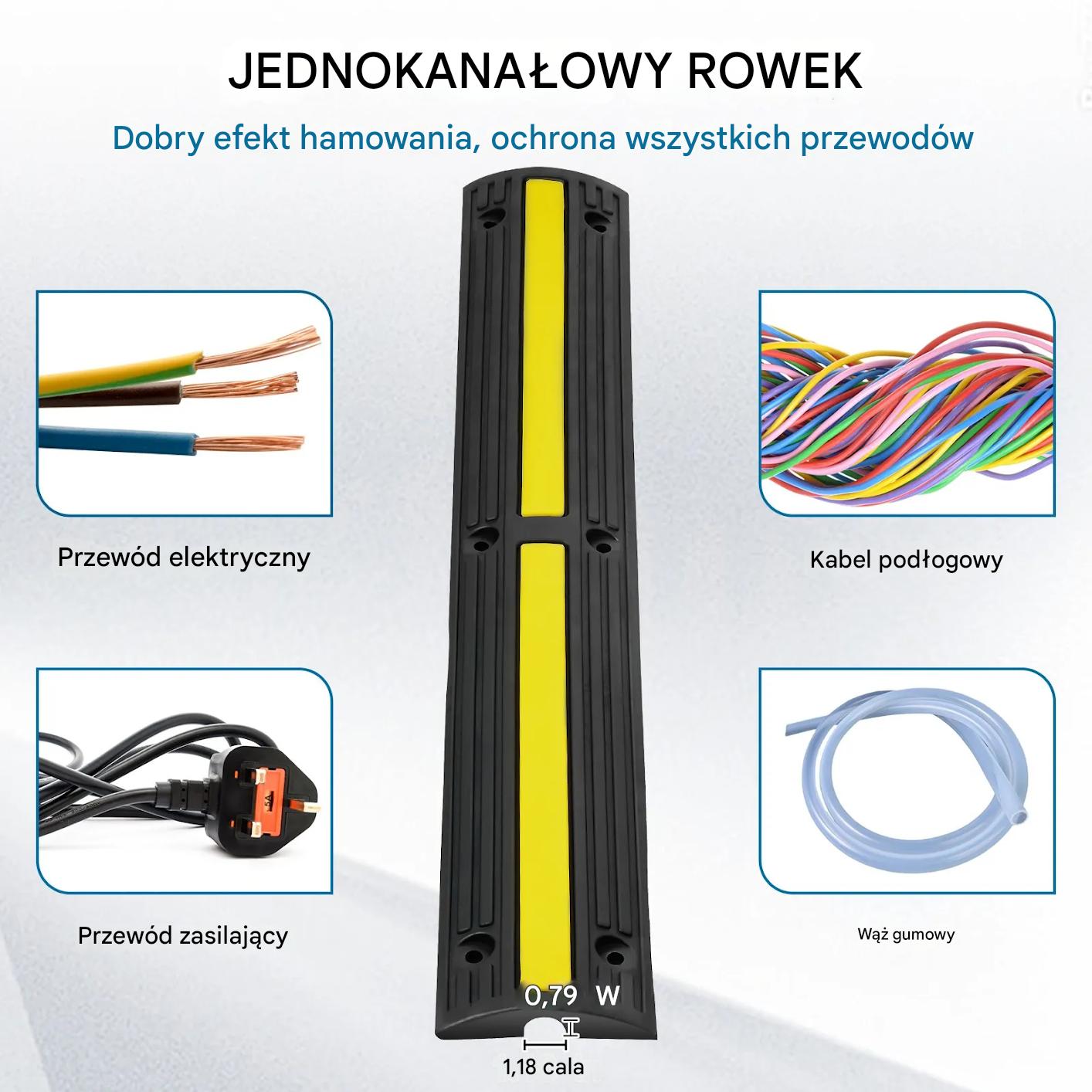 Listwa przejazdowa do kabli 100cm 4szt gumowa 8t ochrona przewody garaż - obrazek 3