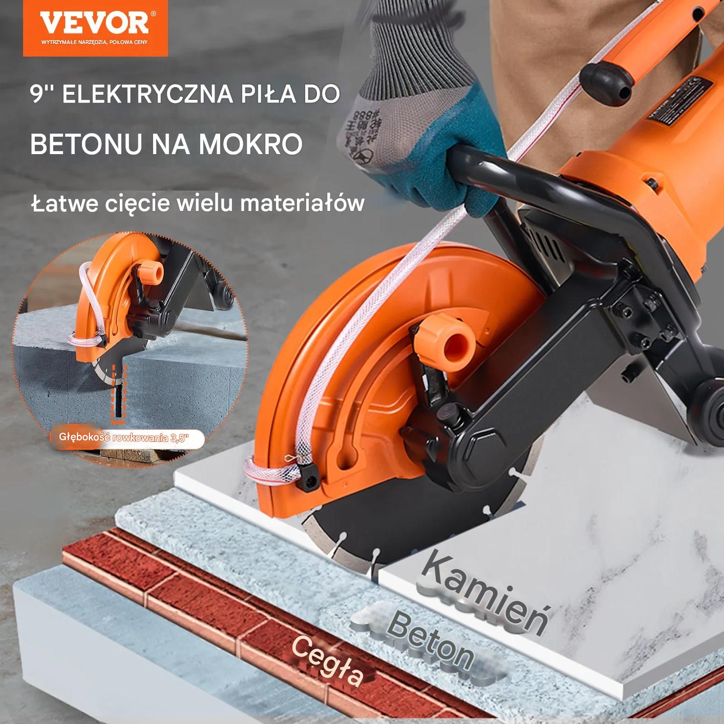 Piła do betonu 23 cm elektryczna wet/dry z pompą wody i tarczą - obrazek 3