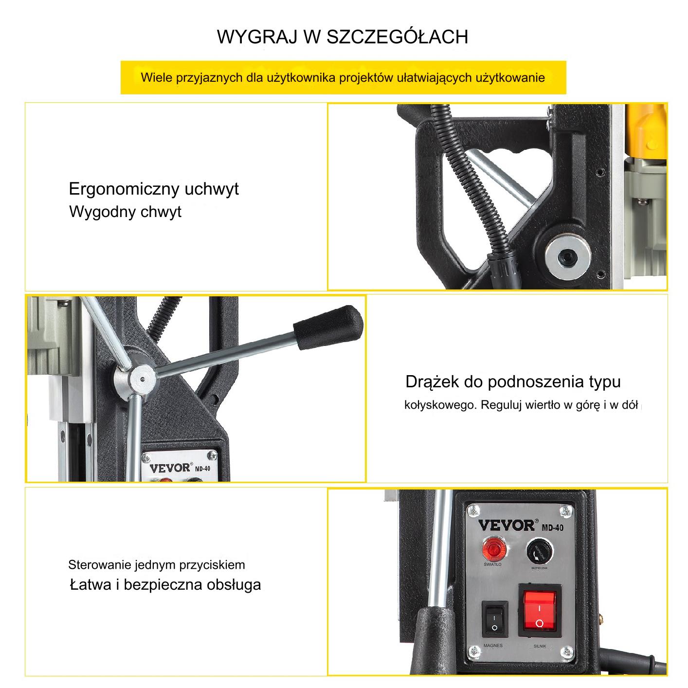 Przenośne Wiertło Magnetyczne Wiertarka Rdzeniowa 1100 W 7 Wierteł - obrazek 5