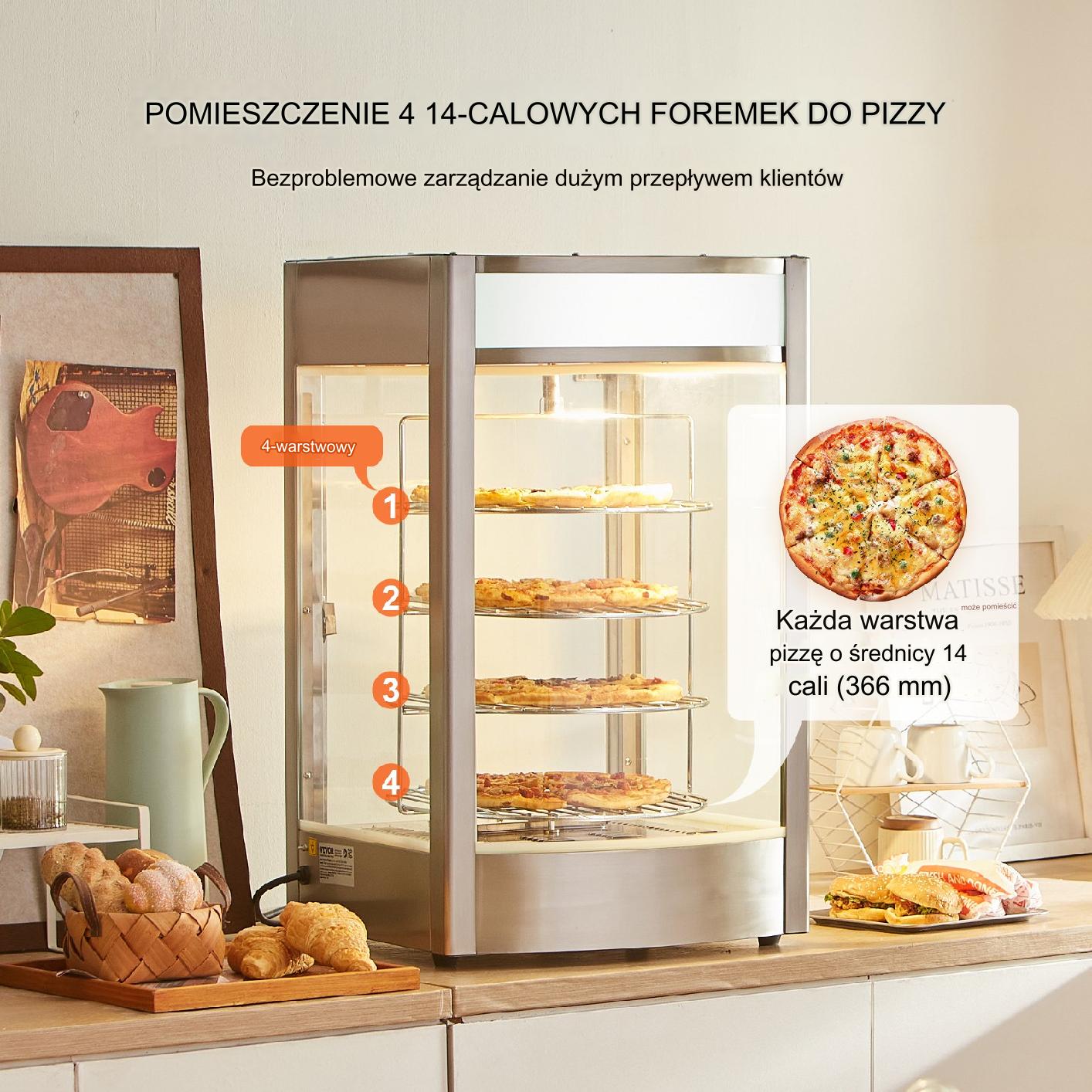 Witryna grzewcza pogrzewacz do żywności 4-poziomy 800W - obrazek 3