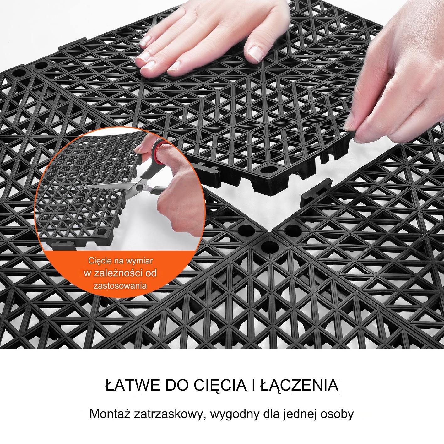 Mata drenażowa czarne 30x30cm 55szt PVC łączona antypoślizgowa łazienka - obrazek 3