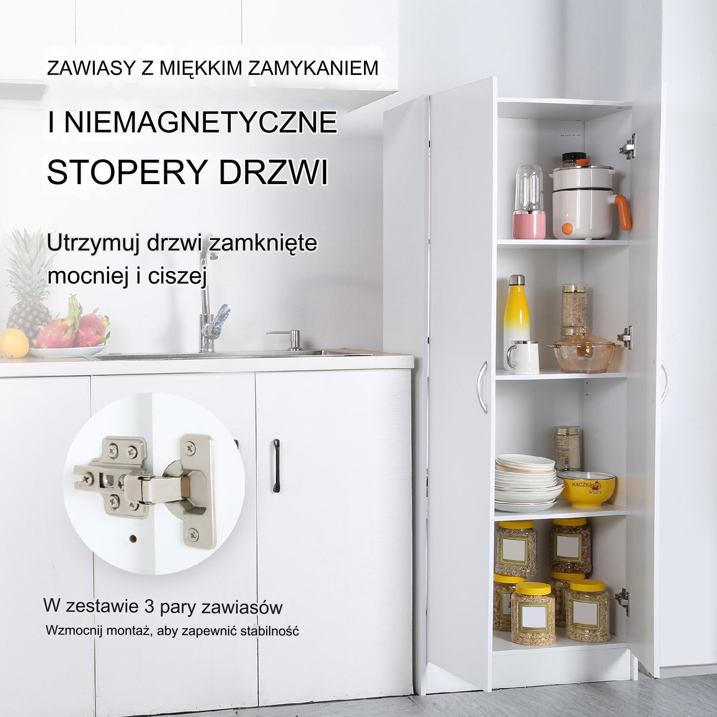 Szafka kuchenna stojąca 152 cm 3 półki 2 regulowane do przechowywania - obrazek 4