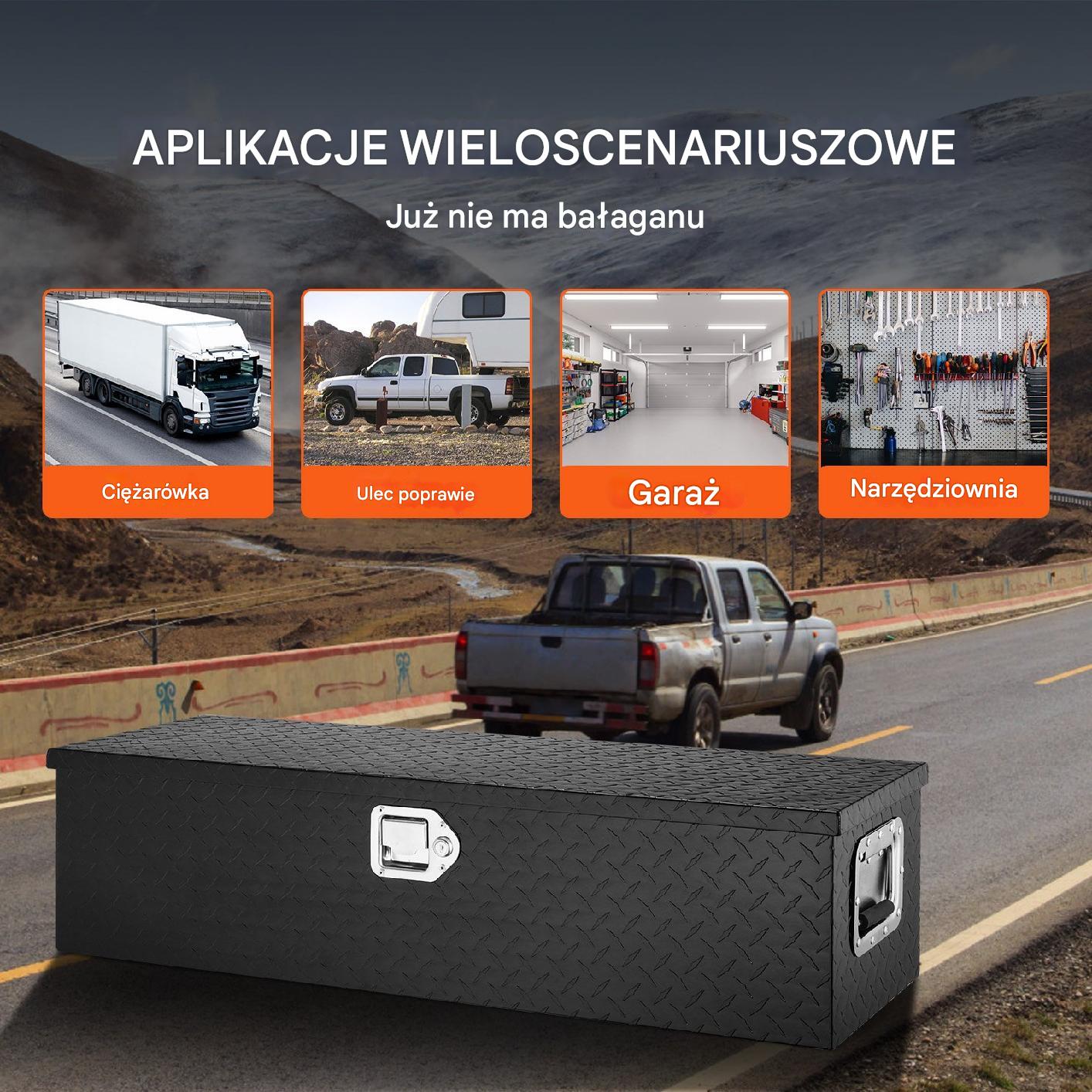 Aluminiowa skrzynia narzędziowa 99x33cm 83L wodoszczelna z blokadą 39kg - obrazek 6