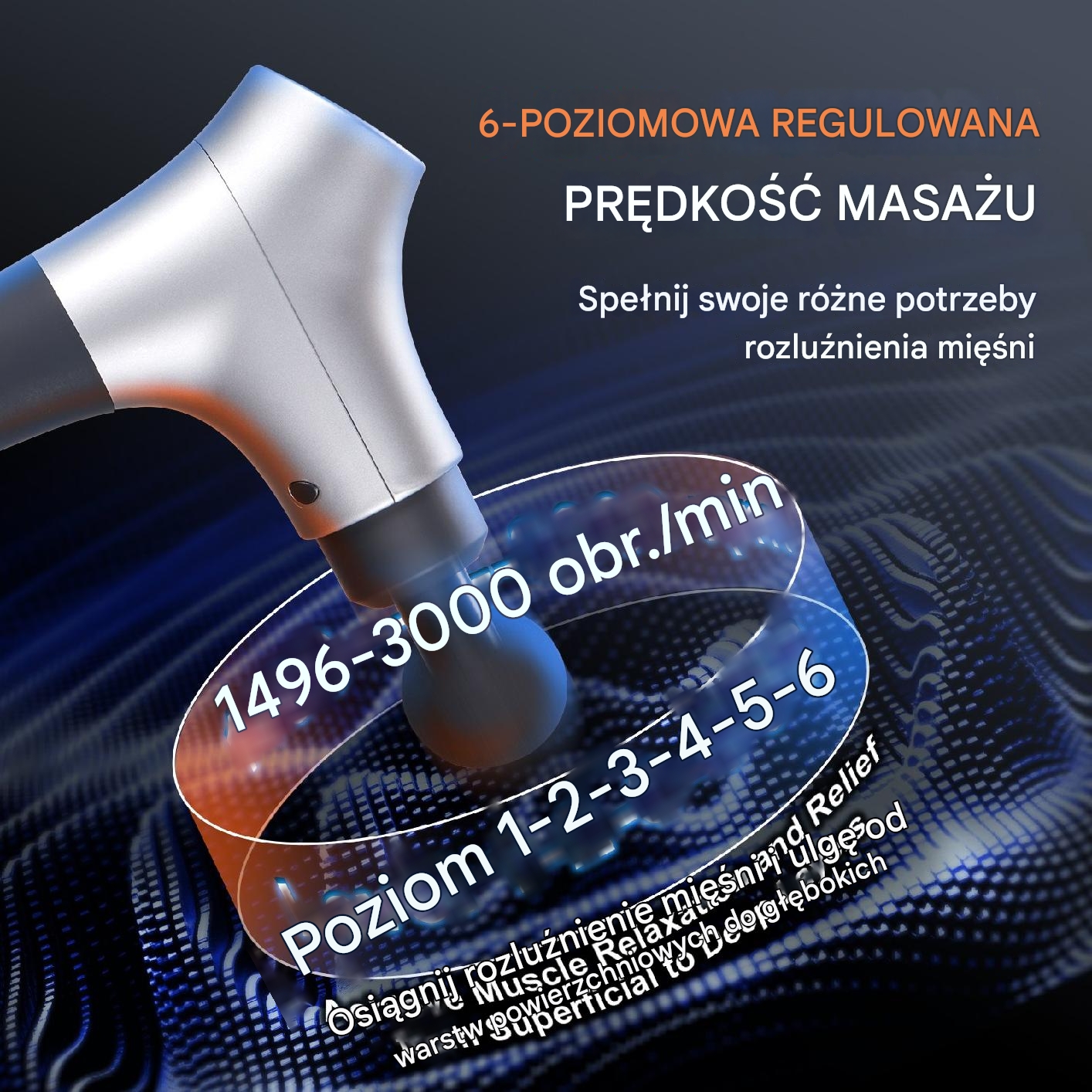 Pistolet do Masażu Massage Gun - Masażer do Pleców Stóp i Ciała - obrazek 6