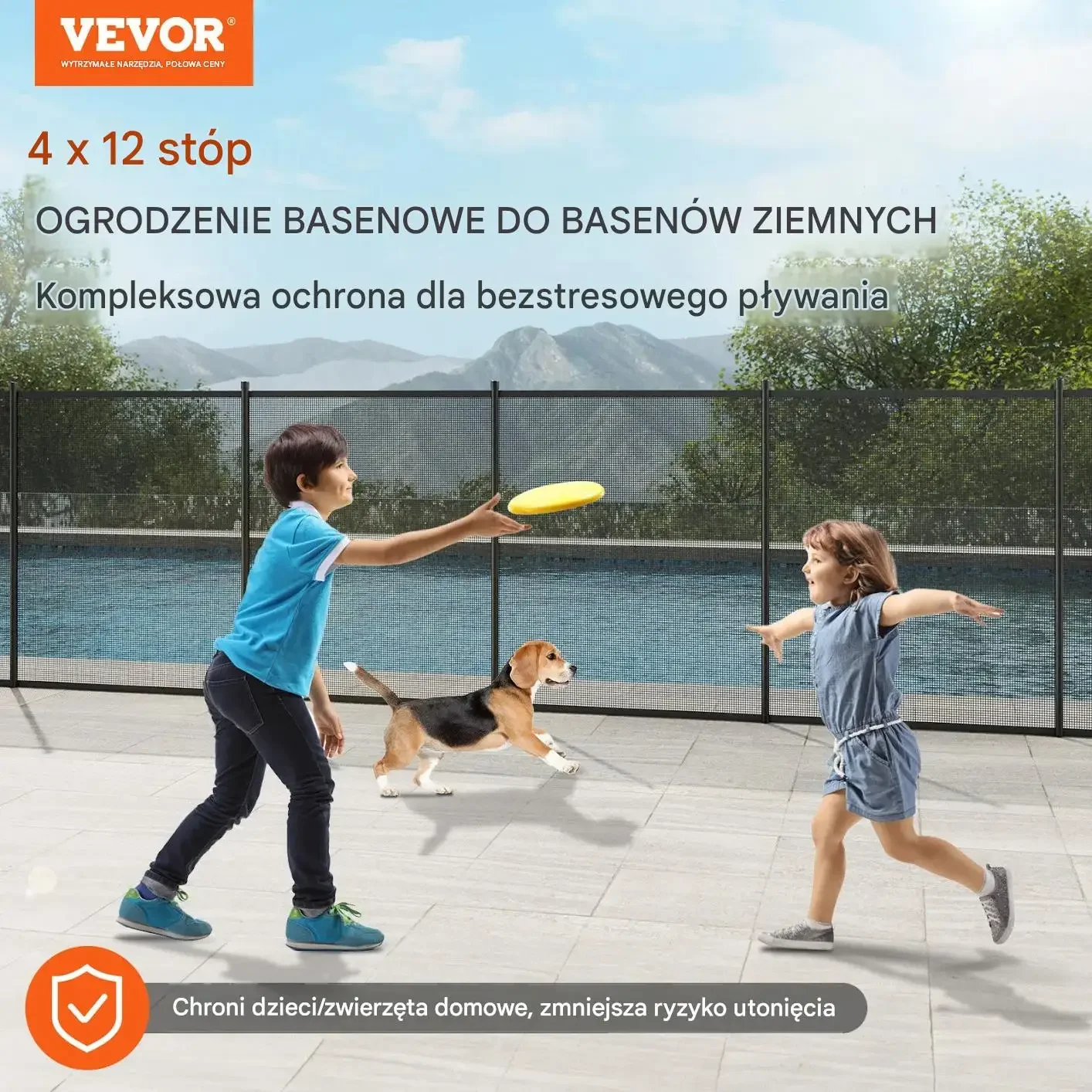 Ogrodzenie basenowe ochronne 1,2x3,7m demontowalne dla dzieci - obrazek 2
