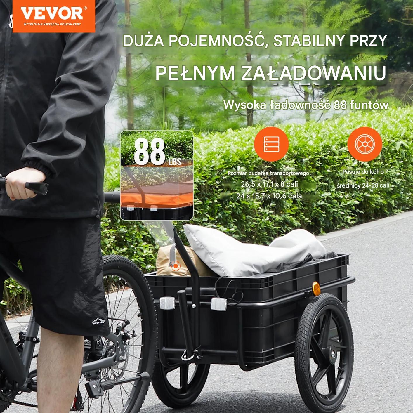Przyczepka rowerowa cargo 88kg składana z pokrowcem do transportu - obrazek 3