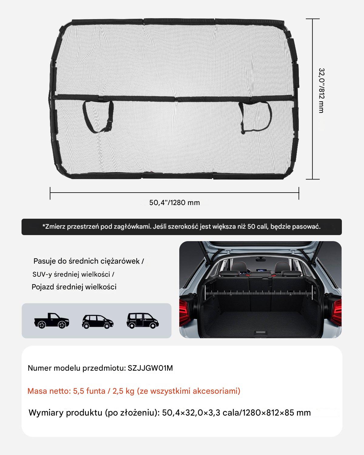 Bariera Siatka Samochodowa dla Psa – 1280 x 812 mm - obrazek 2