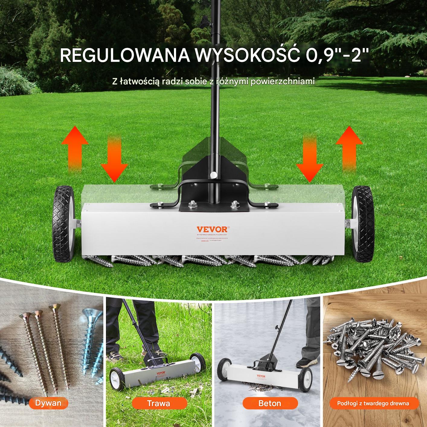 Zamiatarka magnetyczna 61cm na kółkach teleskopowa do śrub - obrazek 7