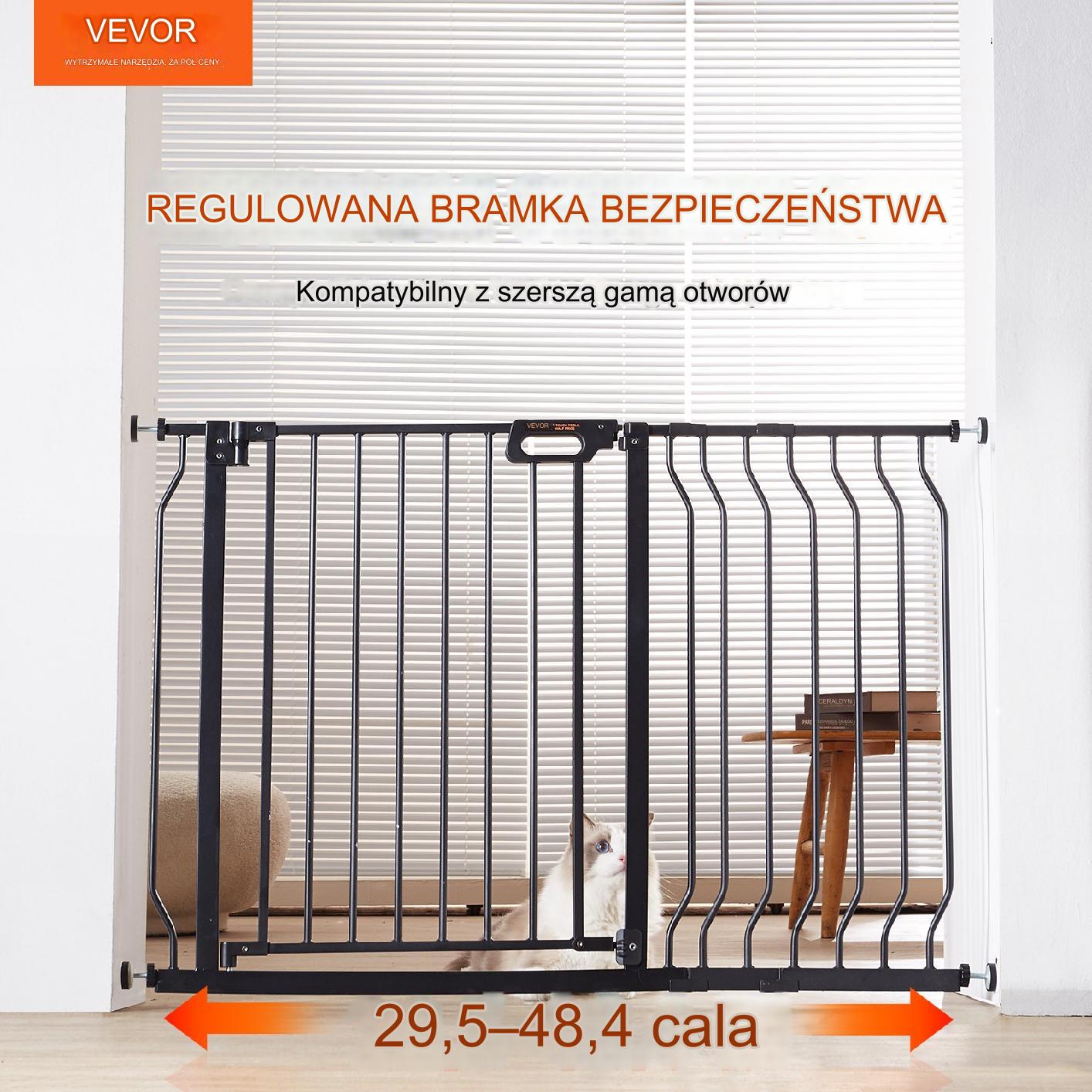 Bramka ochronna barierka zabezpieczająca drzwi schody 74.9–122.9 cm czarna - obrazek 3