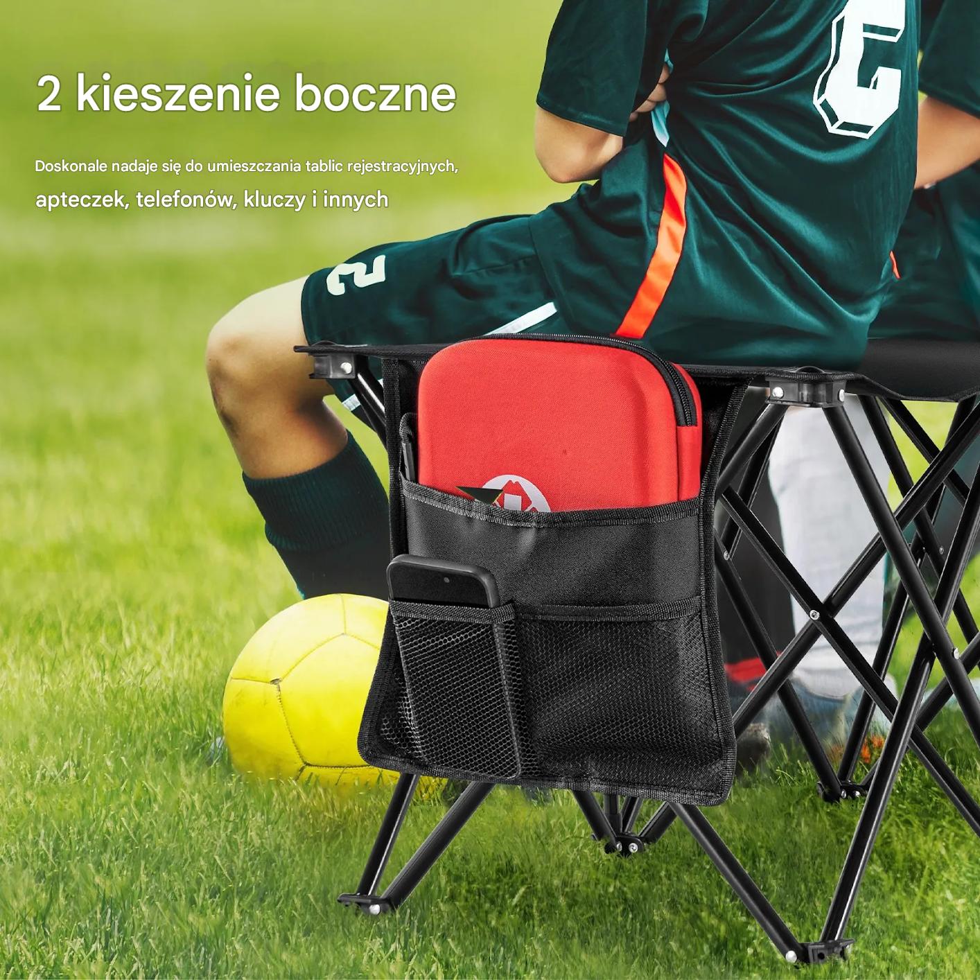 Ławka krzesła składane przenośna 6-osobowa z torbą kieszenie boisko - obrazek 5