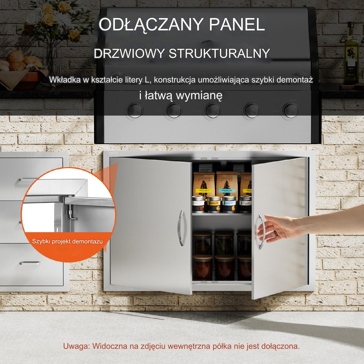Drzwiczki do wyspy grillowej 99x66 cm stal nierdzewna na zewnątrz - obrazek 3