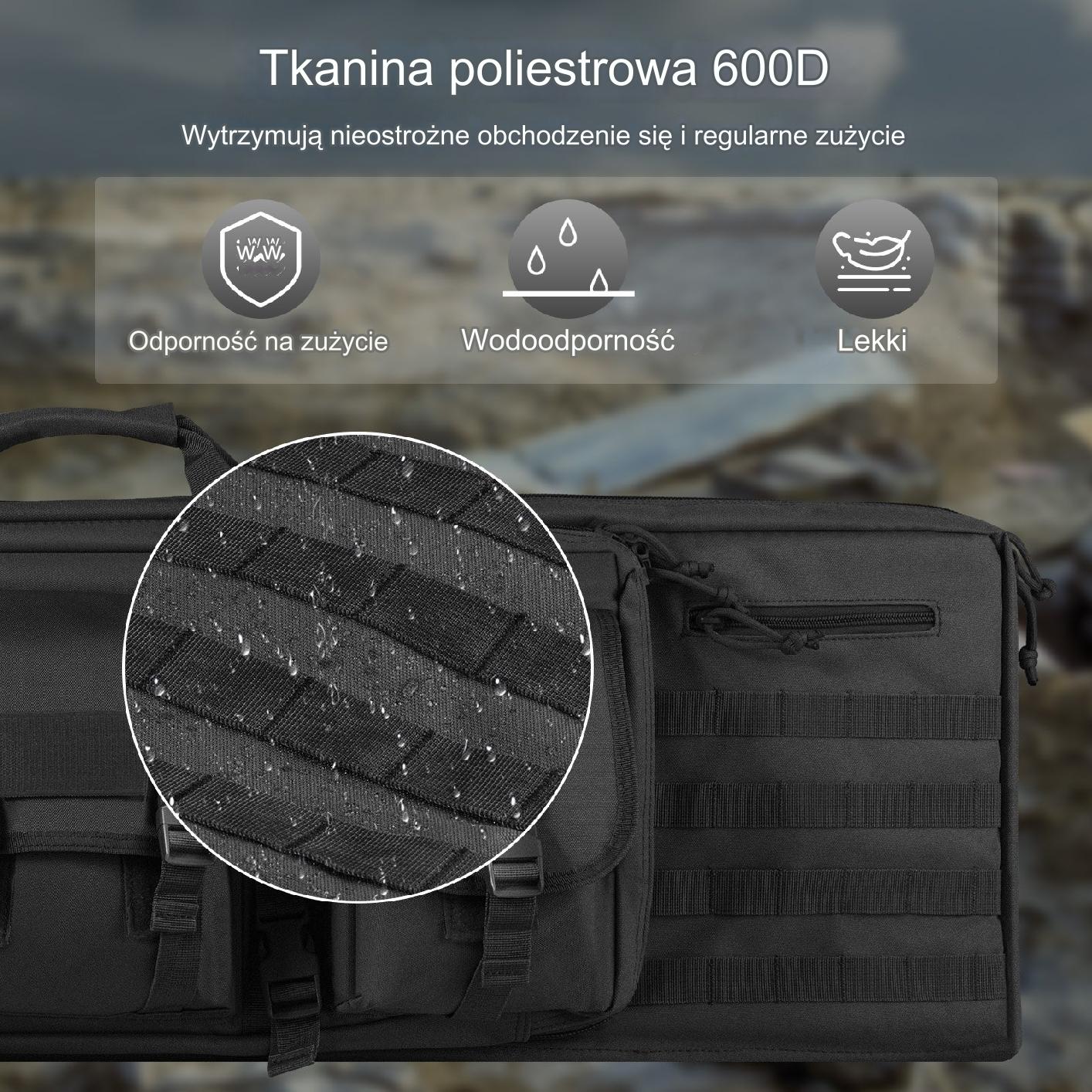 Torba Pokrowiec Plecak na Broń 34 cali czarna - obrazek 5