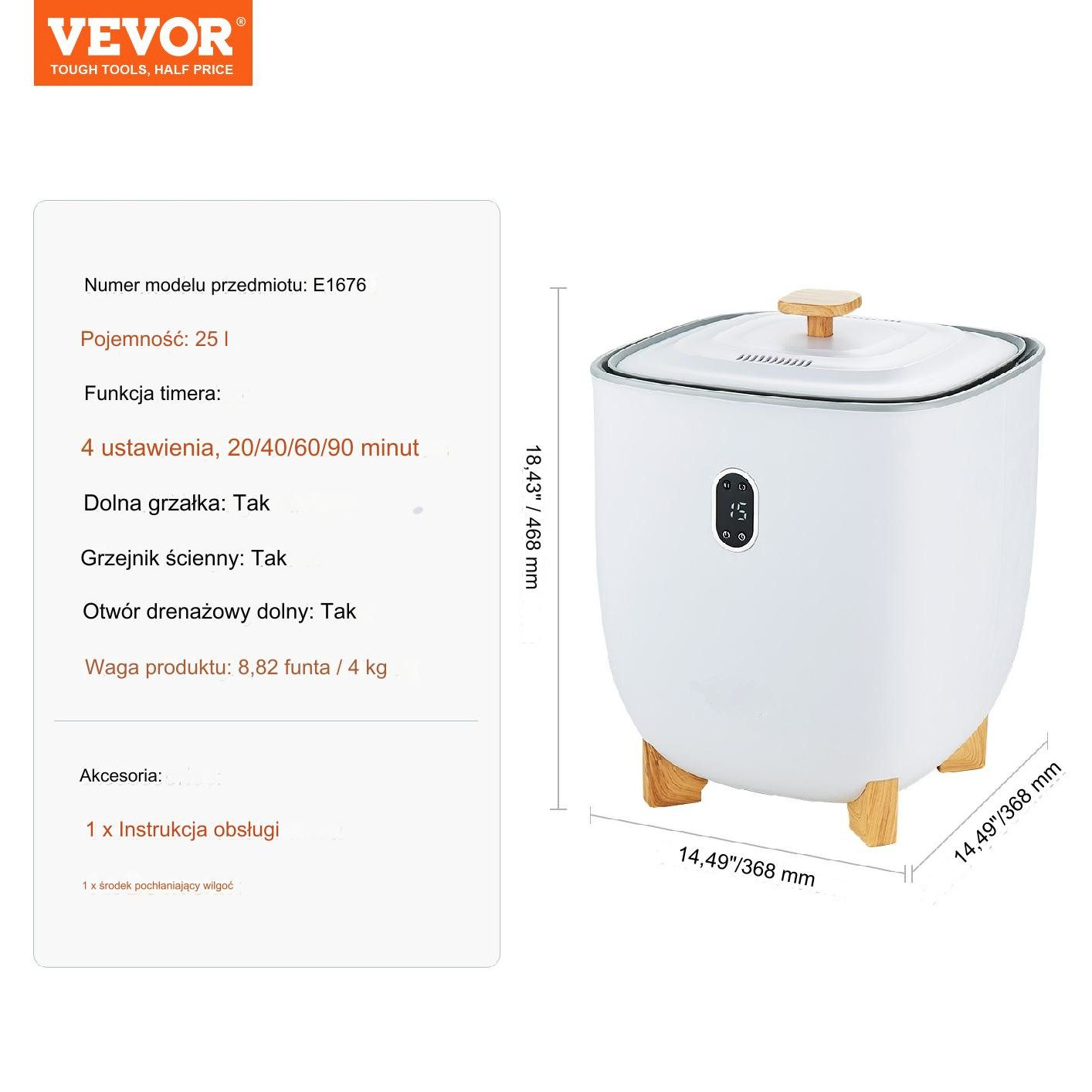 Podgrzewacz do ręczników 25 L Timer + Ekran LED - obrazek 3