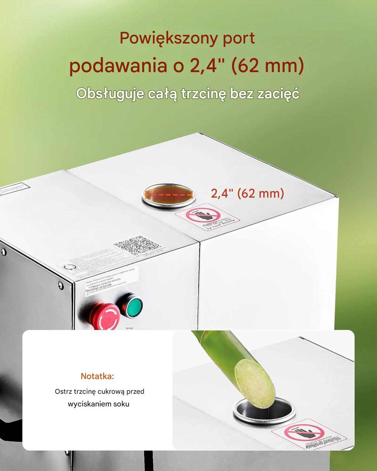 Wyciskarka do trzciny cukrowej 800W 300kg/h 4 rolki stalowa do lokalu - obrazek 4