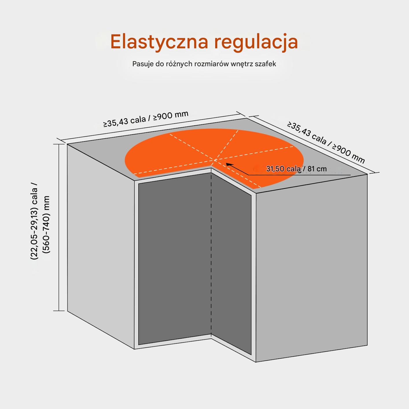 Szafka narożna system cargo obrotowy 2 poziomy chrom 80 cm kuchnia - obrazek 3