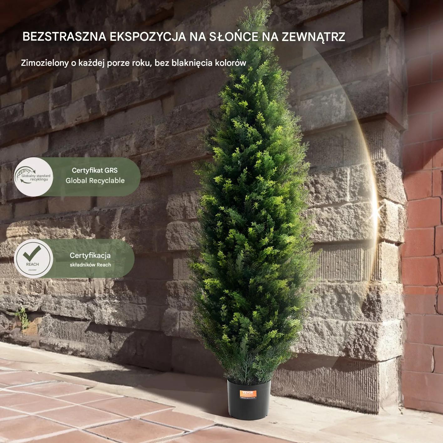Sztuczna tuja 152cm 2szt UV na zewnątrz cedr donica dekoracja ogród balkon - obrazek 6