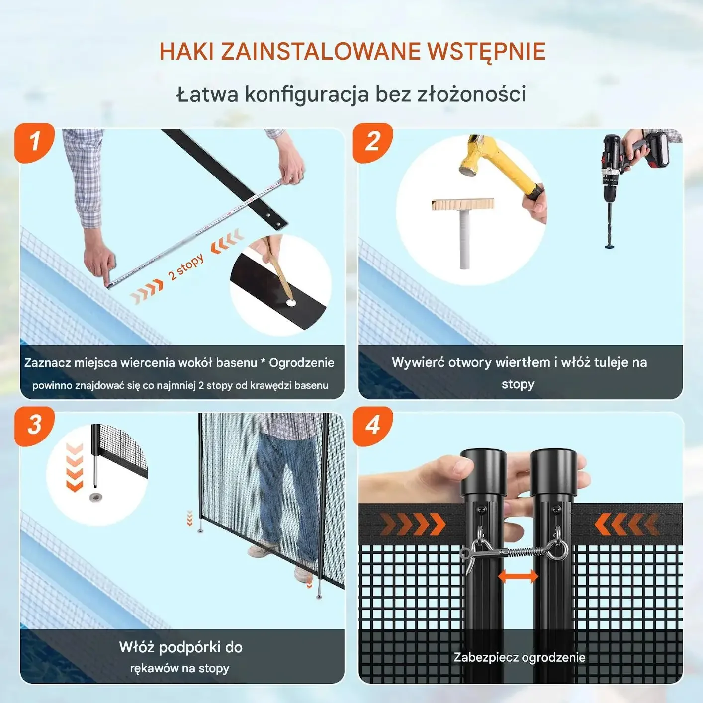 Ogrodzenie basenowe 1,2x21,9 m zabezpieczenie dzieci demontowane ochrona - obrazek 5