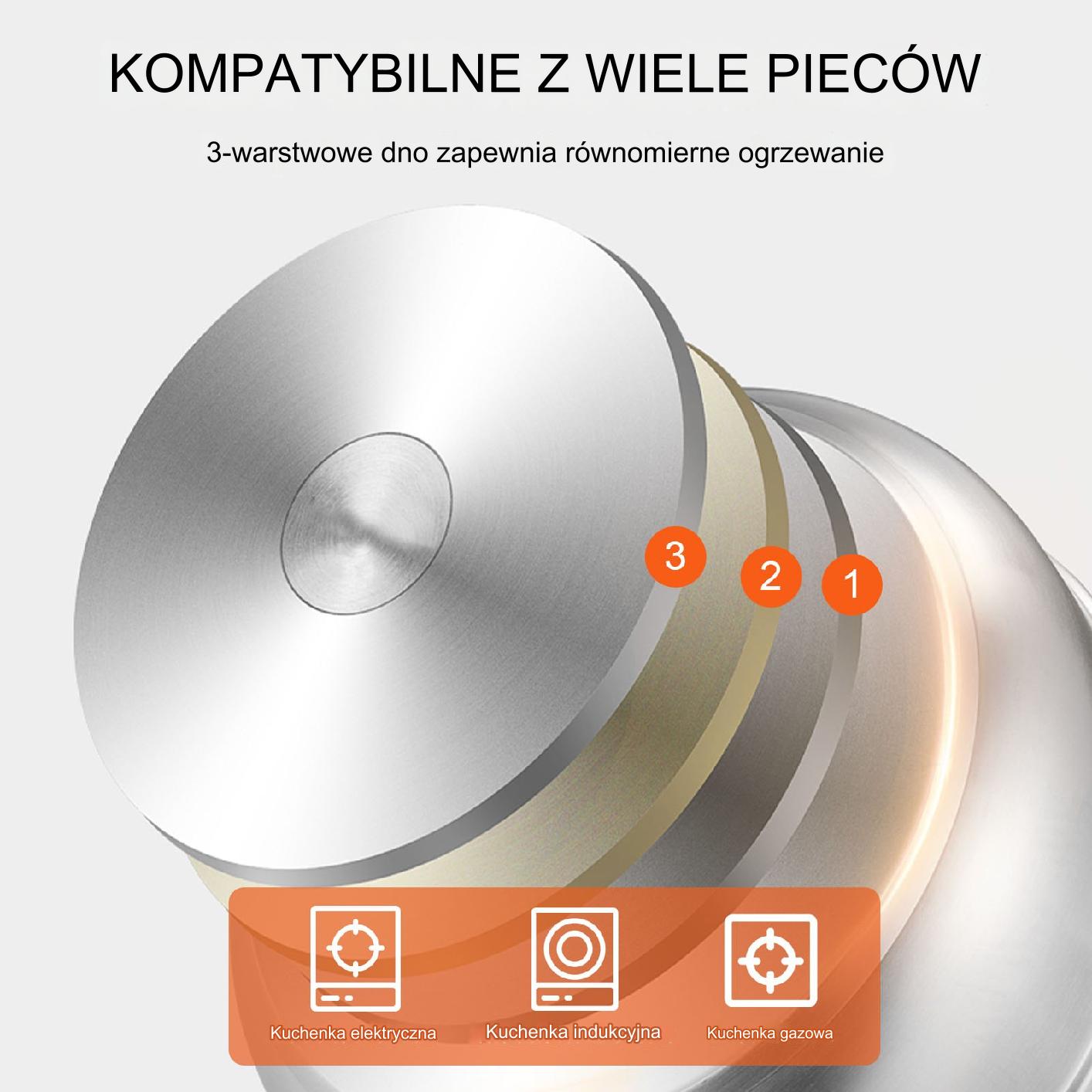 Garnek parowy 2w1 ze stali nierdzewnej 22 cm – 3L z pokrywką i rękawicami - obrazek 4