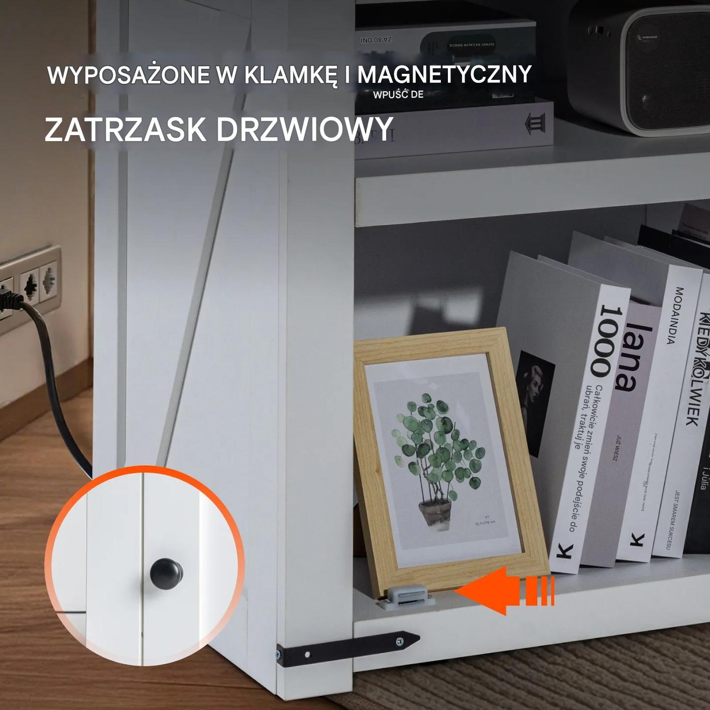 Stolik nocny z USB i szafką 3-poziomowy biały do salonu i sypialni - obrazek 6