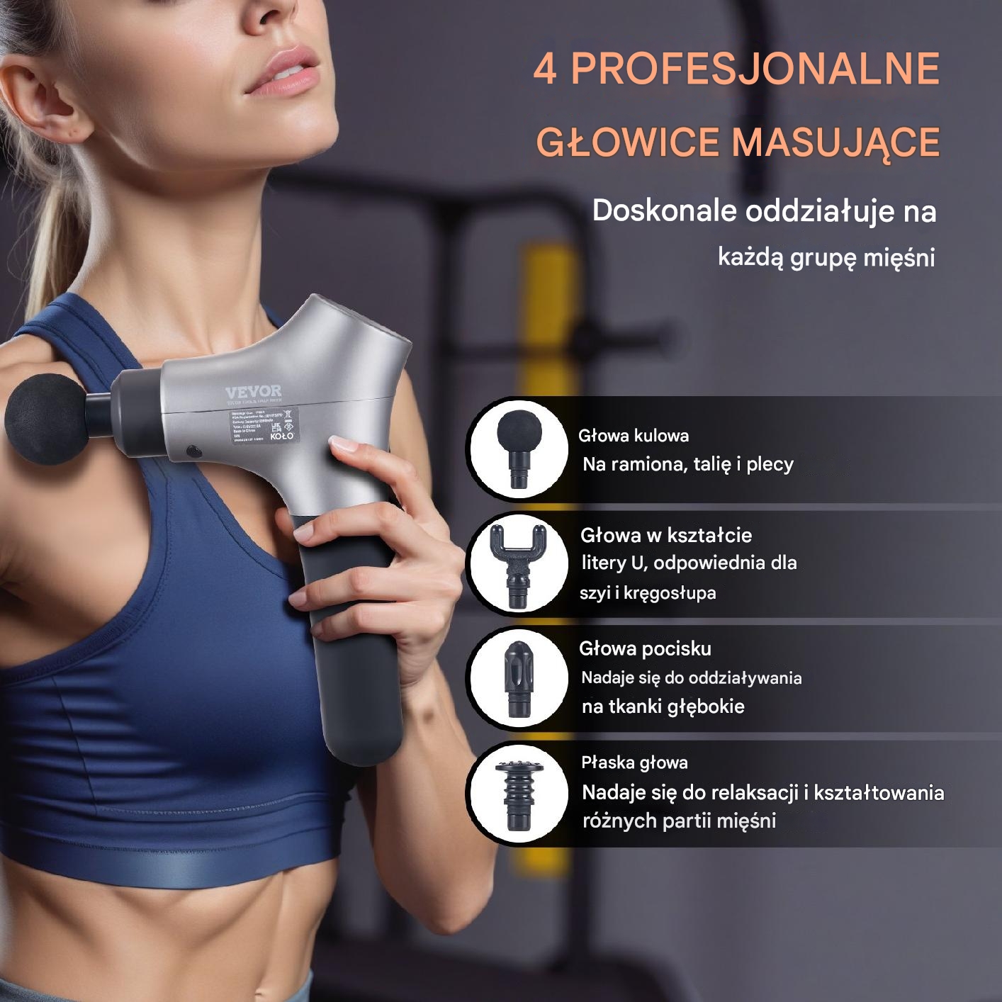 Pistolet do Masażu Massage Gun - Masażer do Pleców Stóp i Ciała - obrazek 4