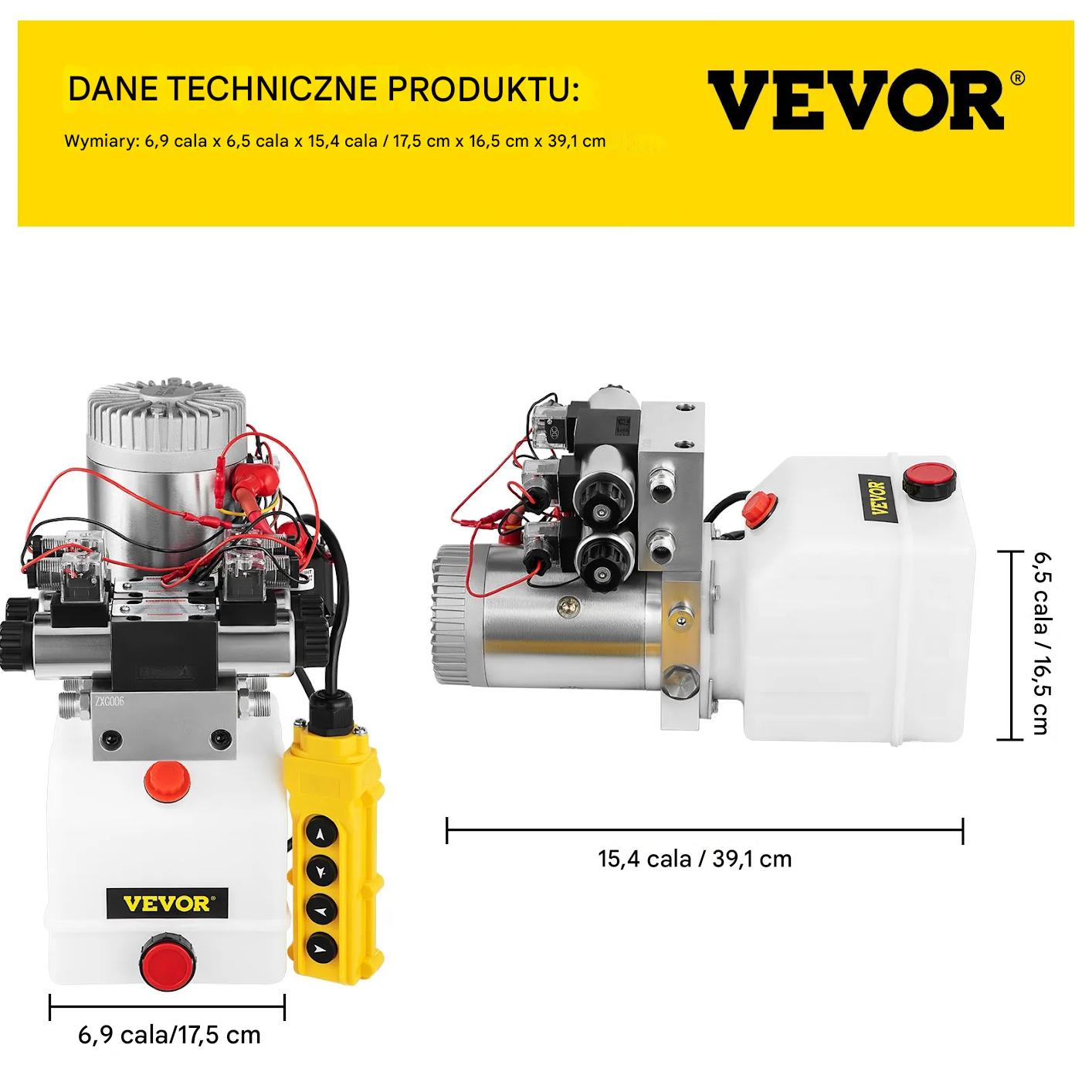 Pompa hydrauliczna 12V dwustronnego działania 4,5L elektrozawór podnośnik - obrazek 2