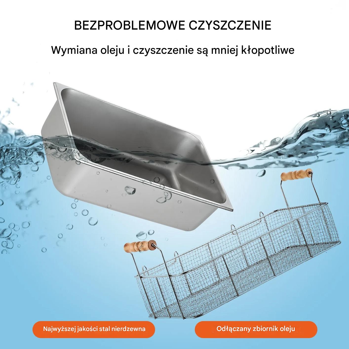Frytkownica elektryczna 17L 3 kosze stalowa gastronomiczna do lokalu - obrazek 6