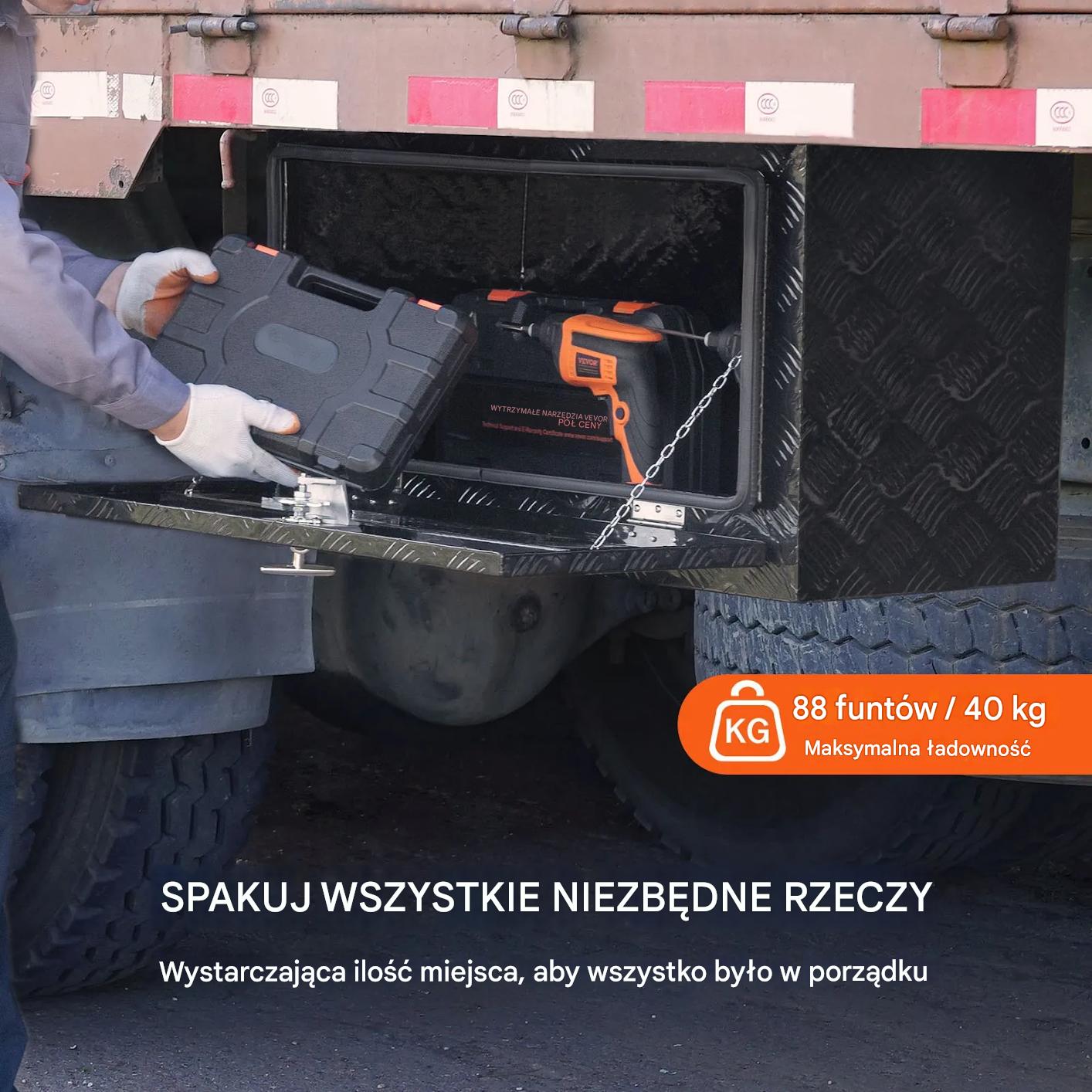 Skrzynia narzędziowa podwoziowa aluminiowa 91×35×40cm wodoodporna zamek - obrazek 4