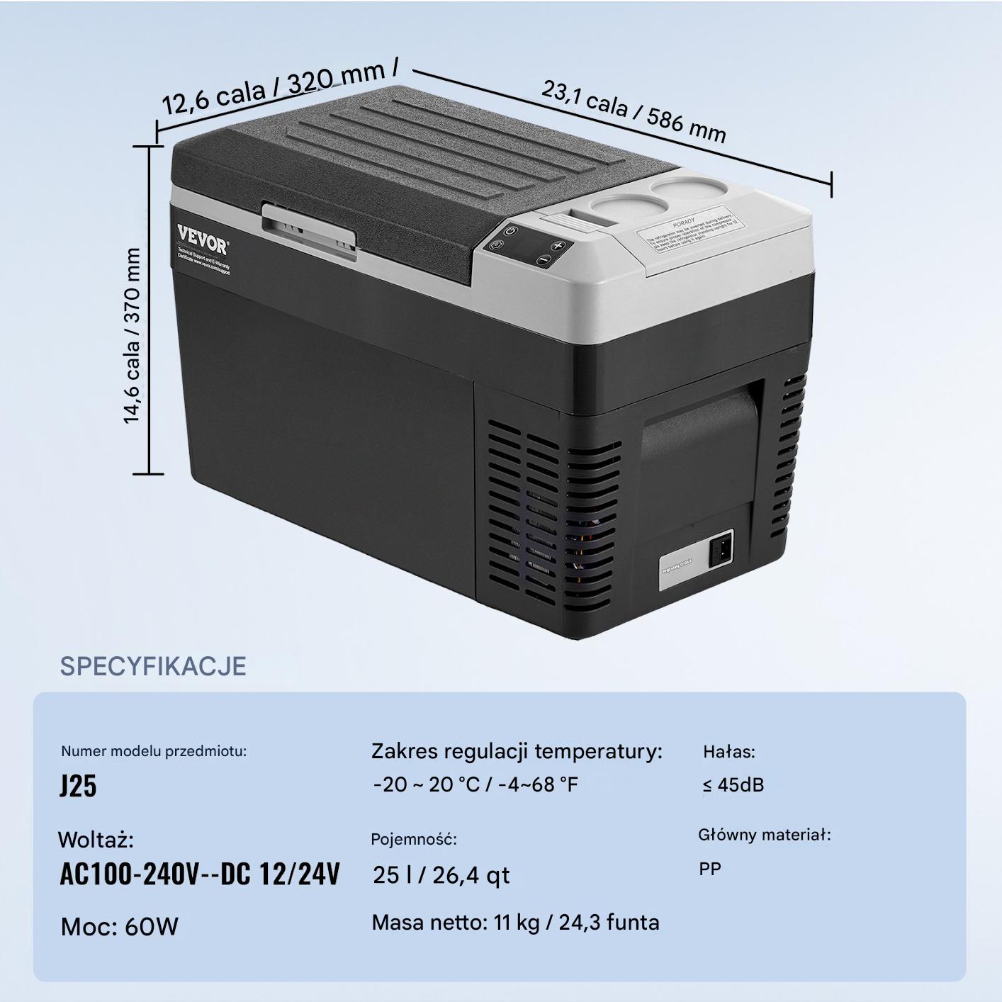 Przenośna lodówka samochodowa 25L z funkcją wytwarzania lodu 60 W - obrazek 2