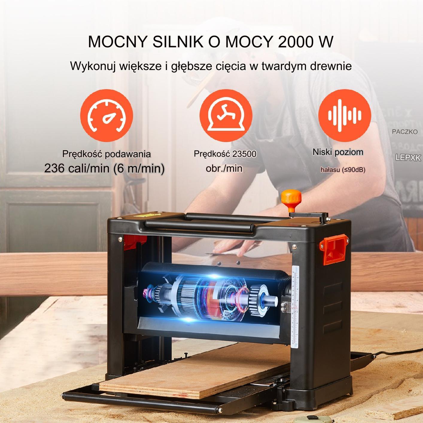 Strug elektryczny heblarka grubościówka hebel strugarka wyrówniarka 6 m/min - obrazek 4