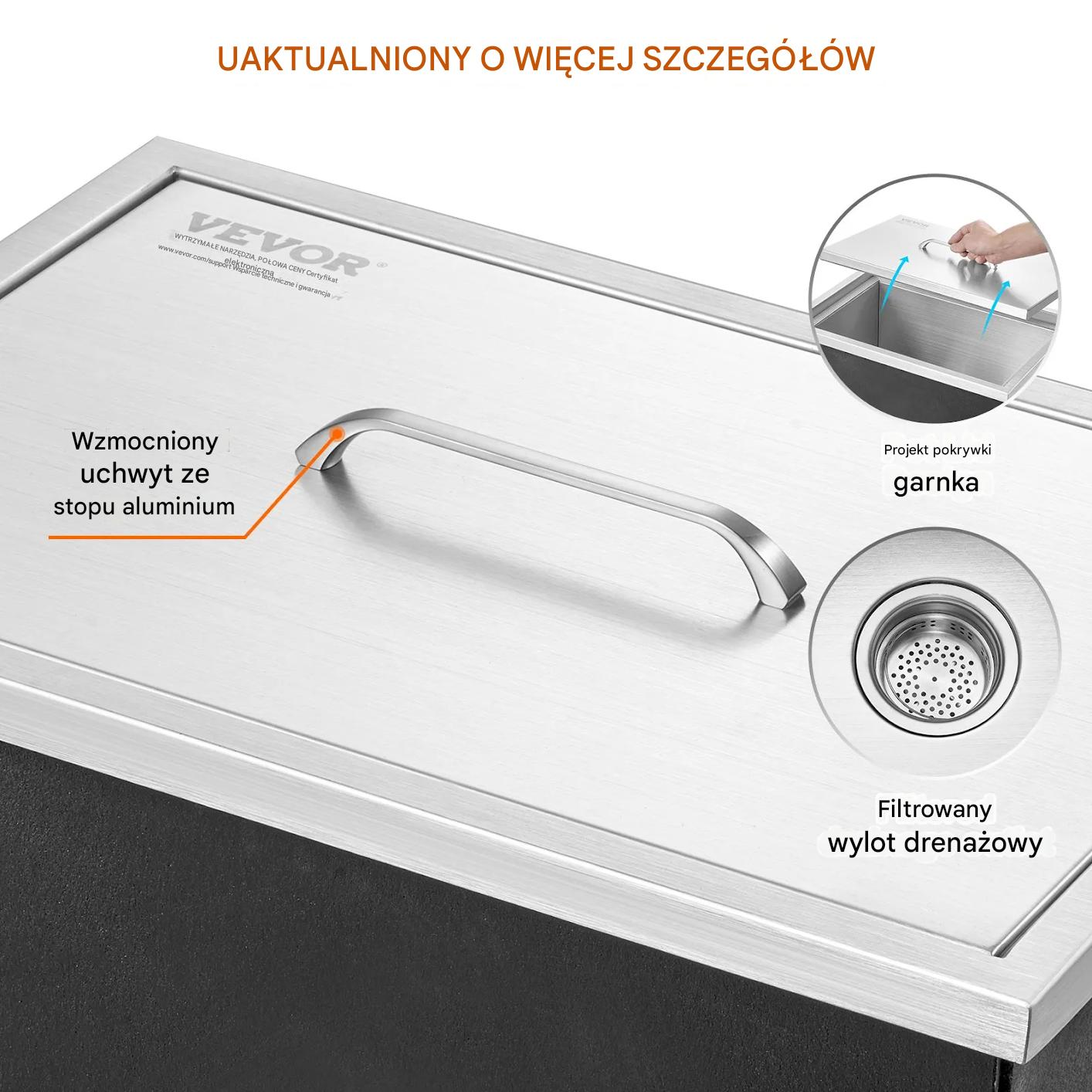 Skrzynia na lód 35x50x30cm nierdzewna – lodówka z pokrywą bar gastronomia - obrazek 2