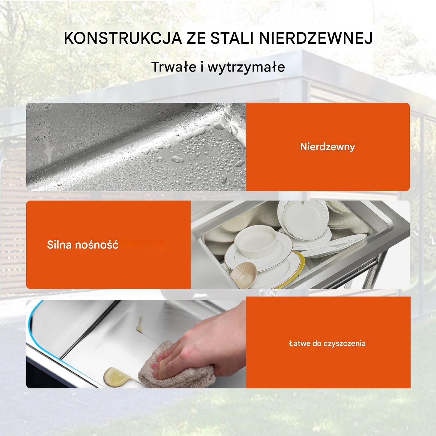 Zlew gastronomiczny basen zlewozmywak gospodarczy + blat 100x50 cm - obrazek 7