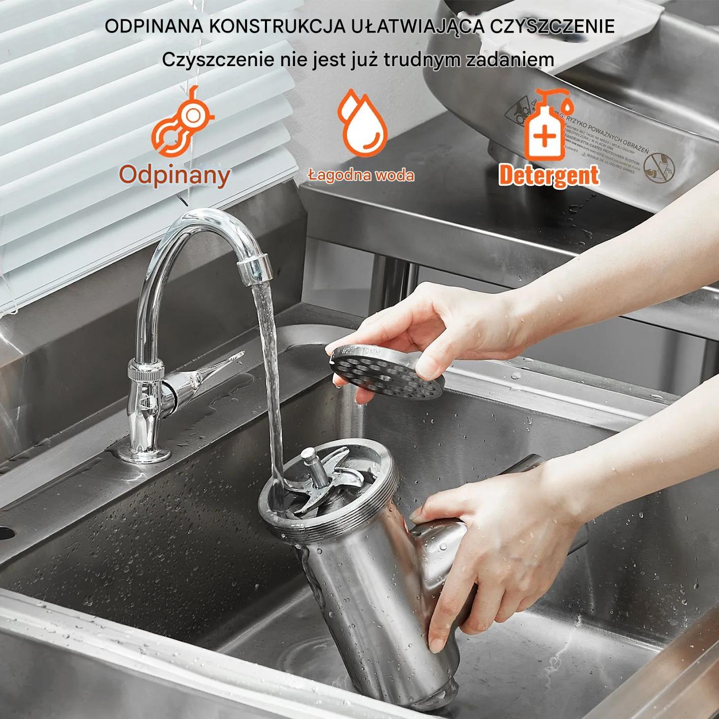 Maszynka do mięsa elektryczna 6,35kg/min stal nierdzewna kiełbasy szynka - obrazek 5