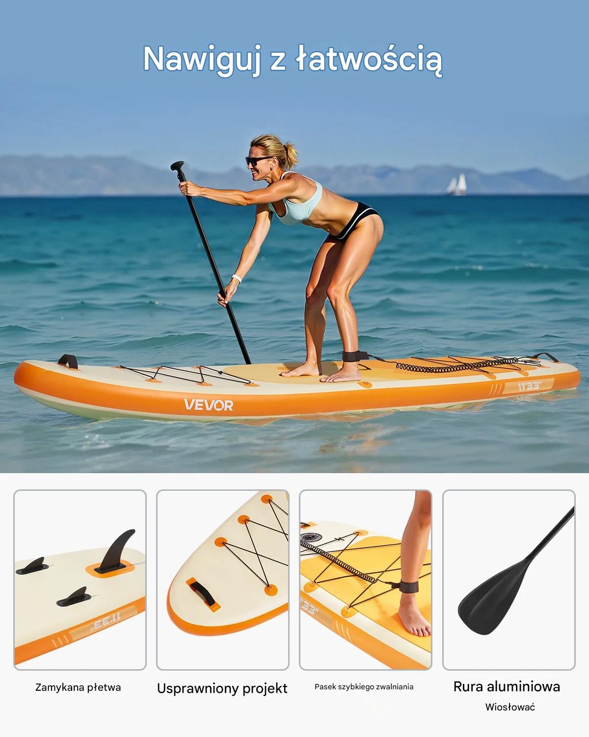 Deska SUP pompowana 335x84x15cm z akcesoriami all in - obrazek 4