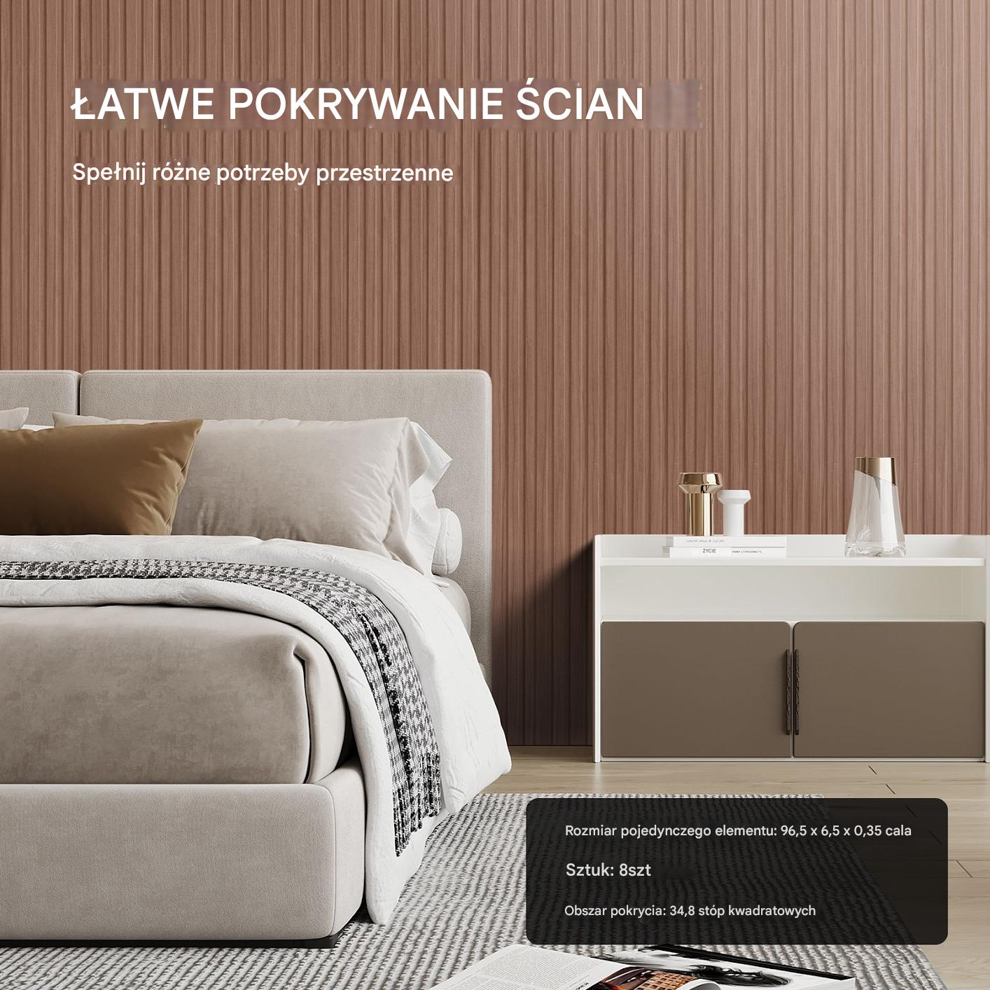 Zestaw 8 Paneli Akustycznych z Listwami Drewnianymi Szary Dąb - obrazek 6