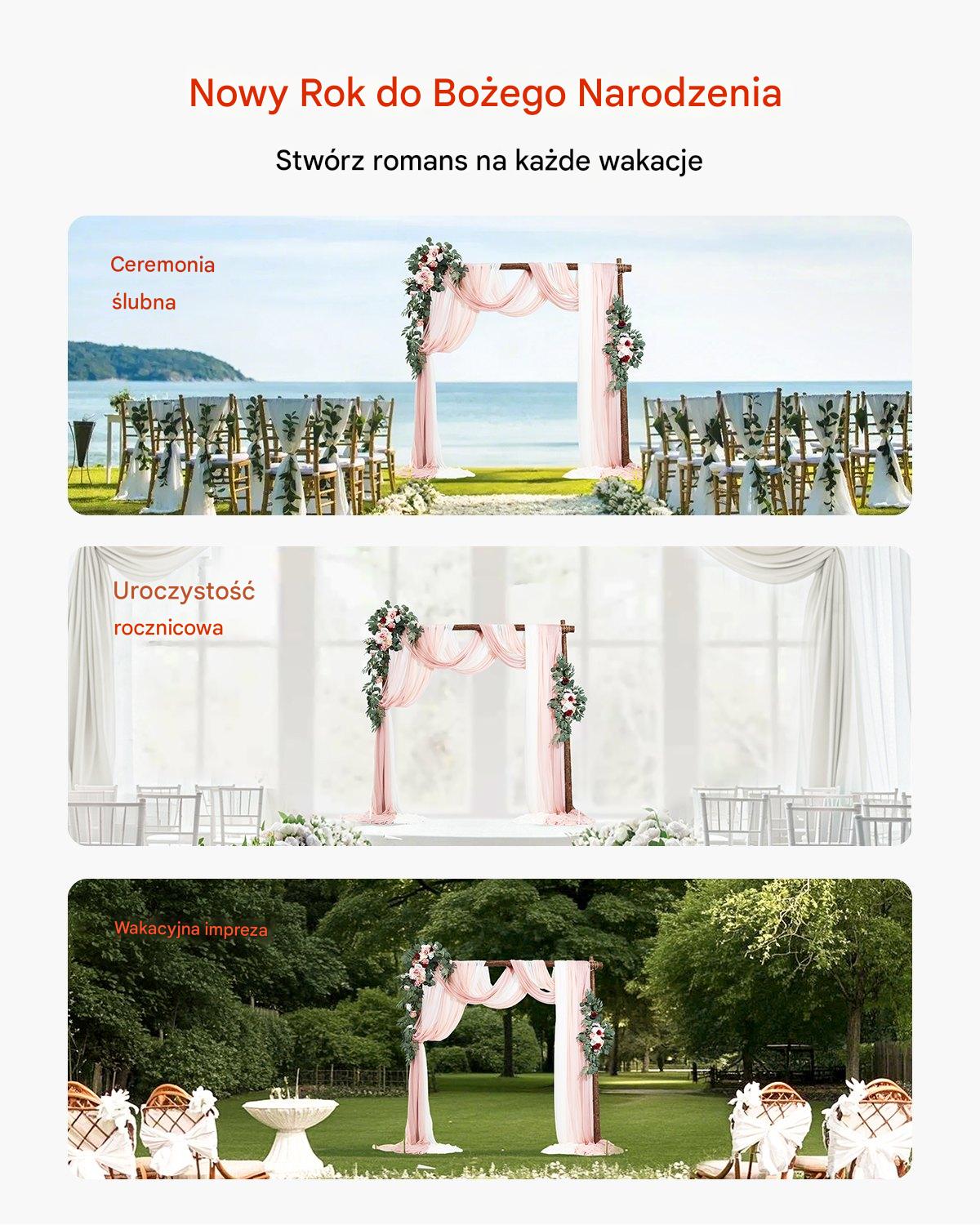Dekoracja Ślubna - Komplet Kwiatów i Tkanin na Łuk 5-Częściowy Różowy - obrazek 7